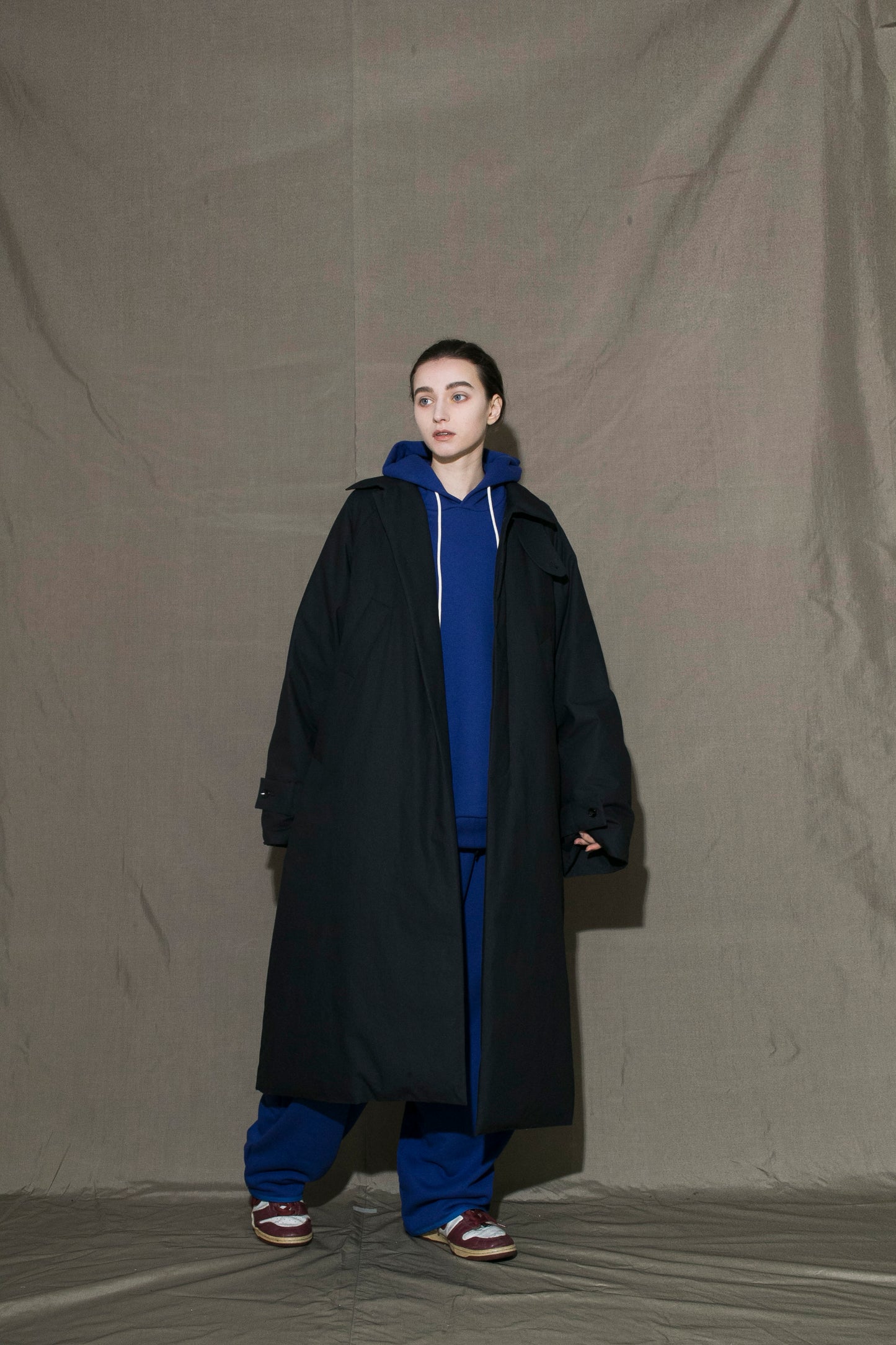 MY BEAUTIFUL LANDLET ANTIQUE FINISH COTTON KAWADA DOWN LONG COAT - NAVY