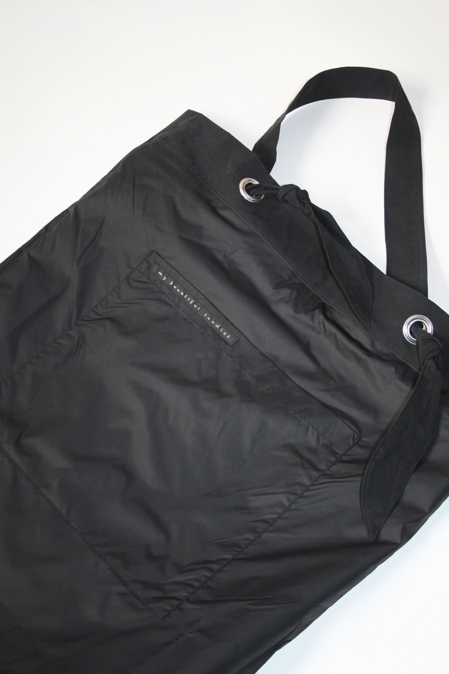 MY BEAUTIFUL LANDLET COTTON NYLON BIO PEACH TOTE BAG - BLACK