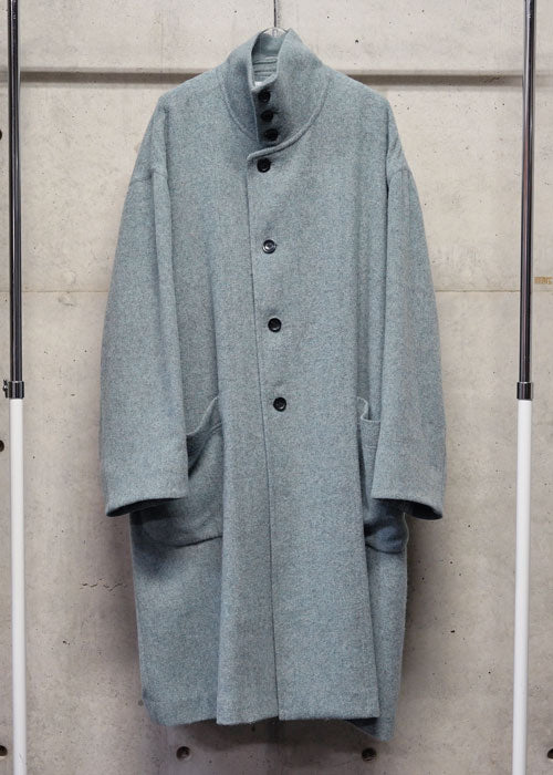 VOAAOV RECYCLE HERRINGBONE BLANKET COAT - BLUE