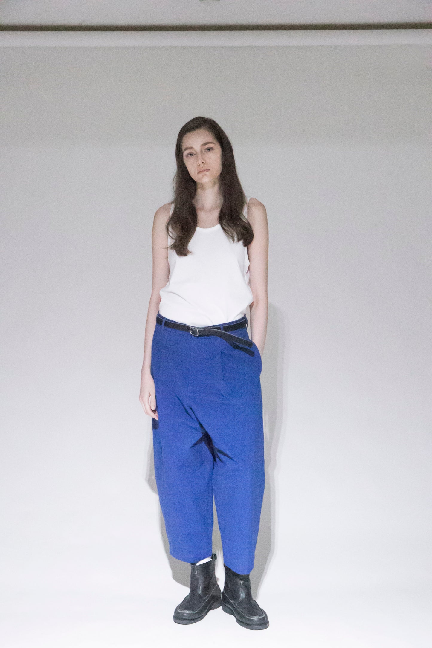 VOAAOV COTTON DYED WASHER HALF PANTS - BLUE