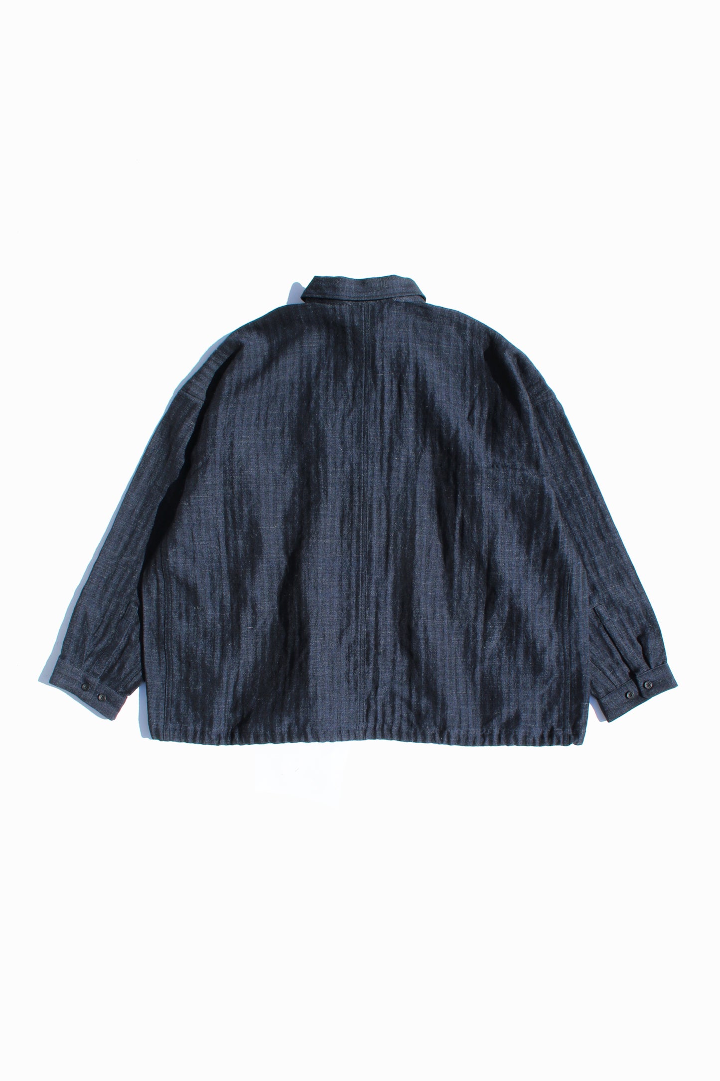 O PROJECT SOFT HERRINGBONE BOMBER SHIRT - NAVY