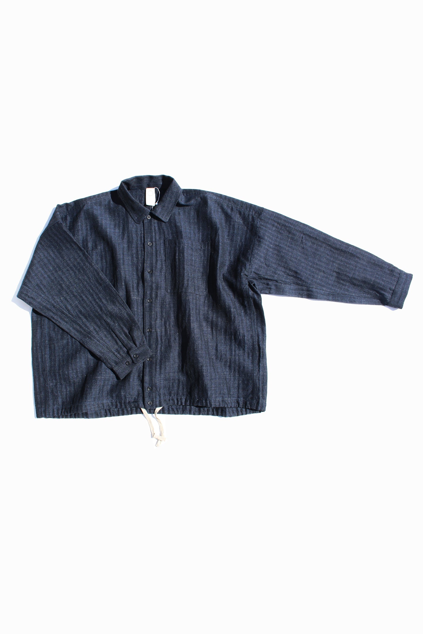 O PROJECT SOFT HERRINGBONE BOMBER SHIRT - NAVY