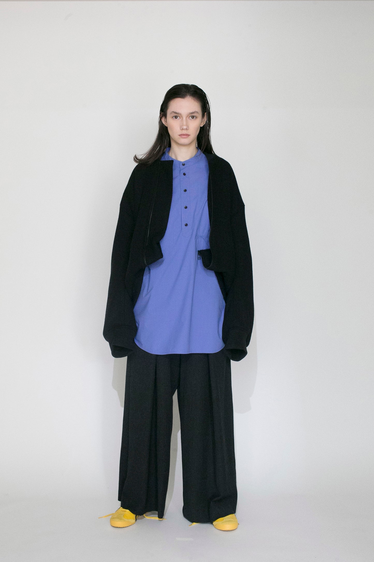 VOAAOV BISHU RECYCLE RIDGE WOOL JACKET - BLACK