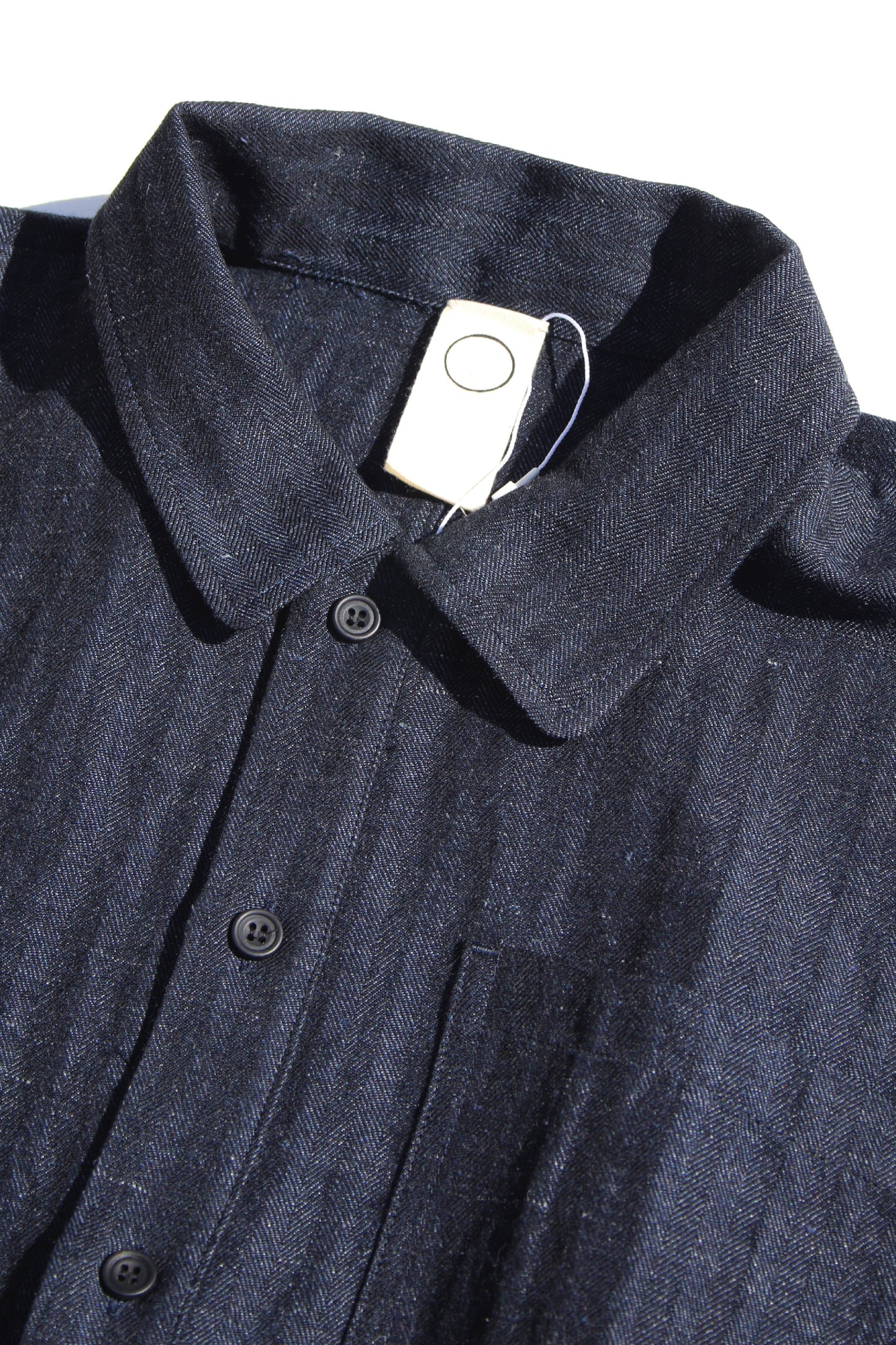 O PROJECT SOFT HERRINGBONE BOMBER SHIRT - NAVY