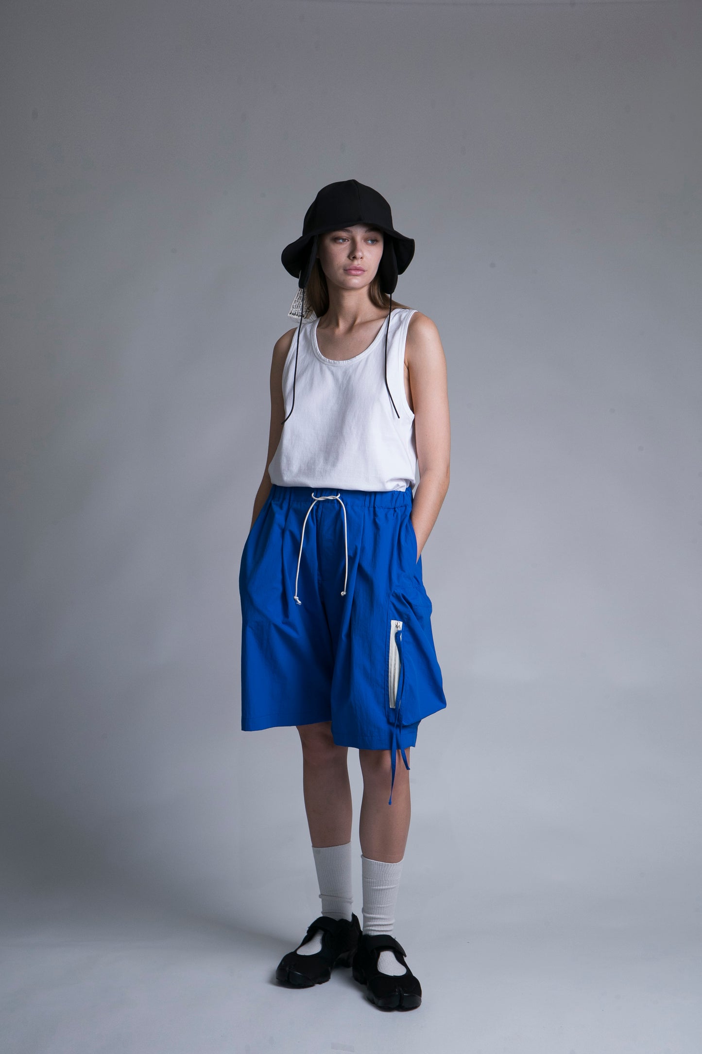 MY BEAUTIFUL LANDLET NYLON DYED TAFFETA SHORTS - BLUE
