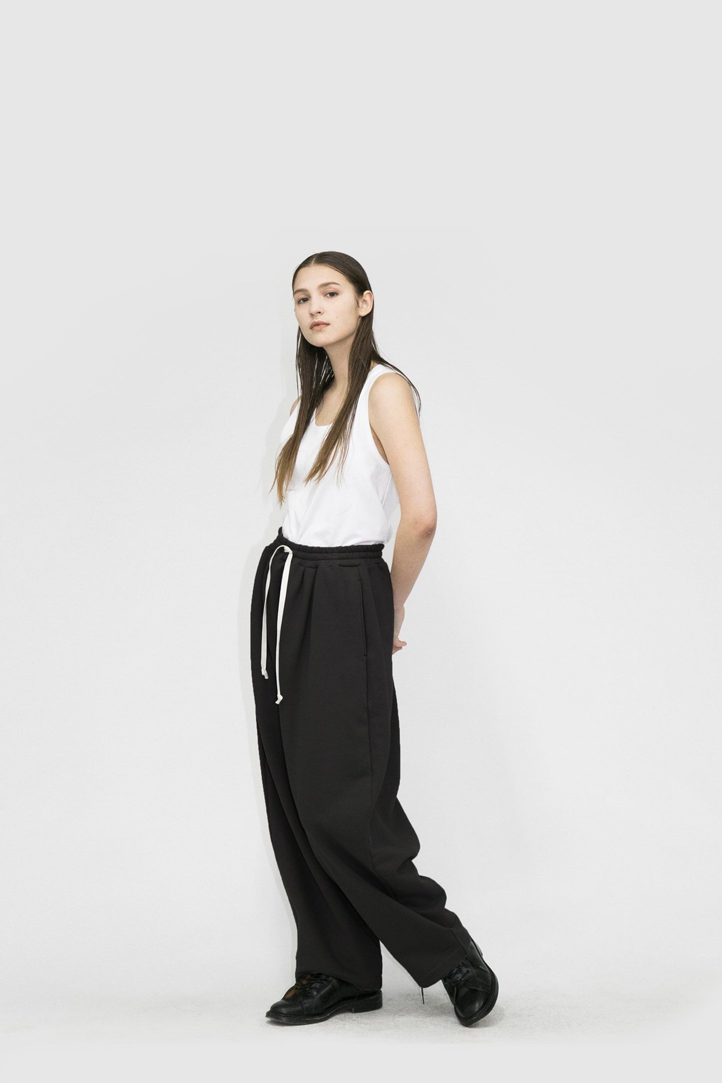 MY BEAUTIFUL LANDLET TUMBLER BRUSHED BACK PANTS - BLACK