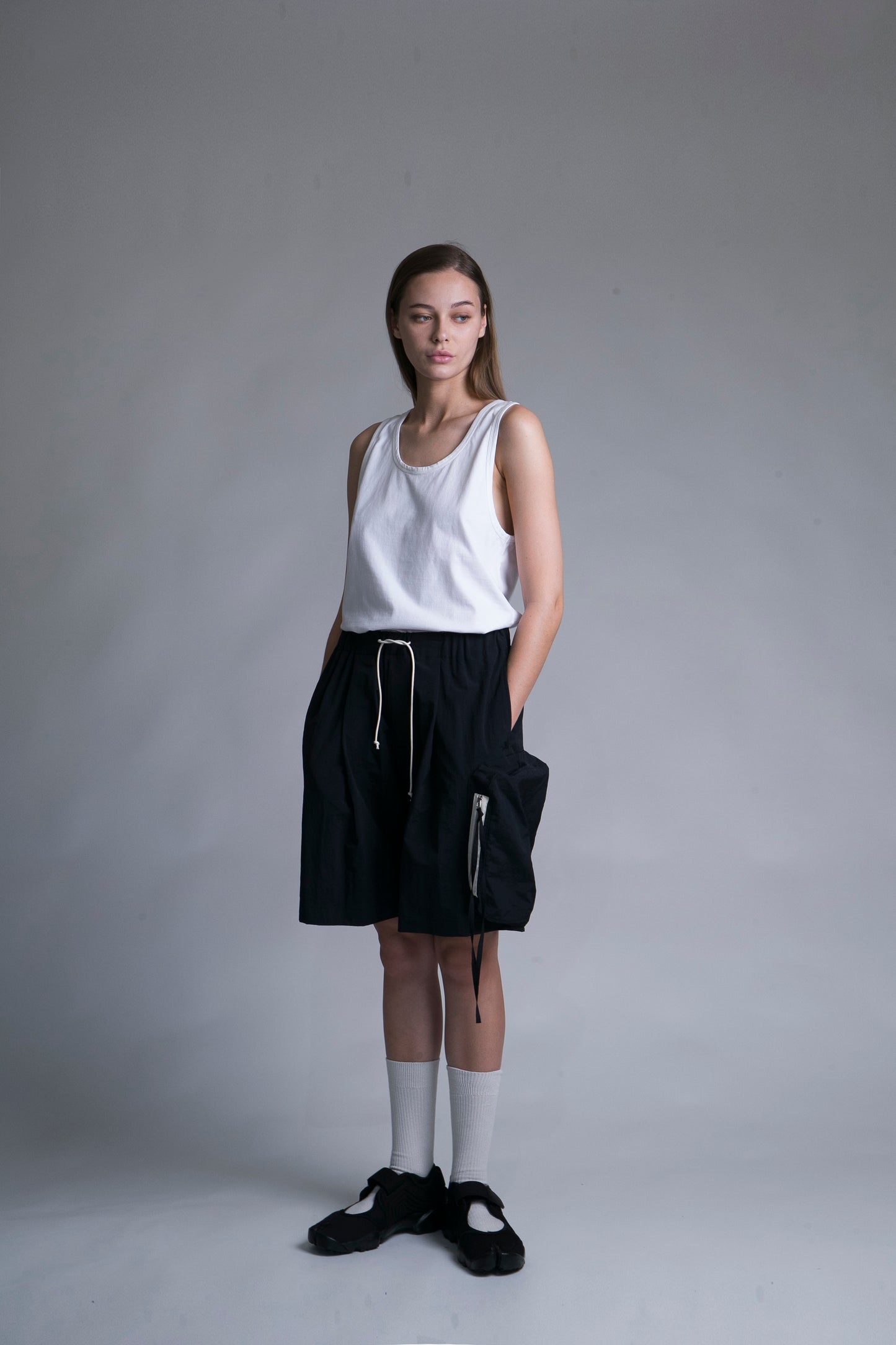 MY BEAUTIFUL LANDLET NYLON DYED TAFFETA SHORTS - BLACK