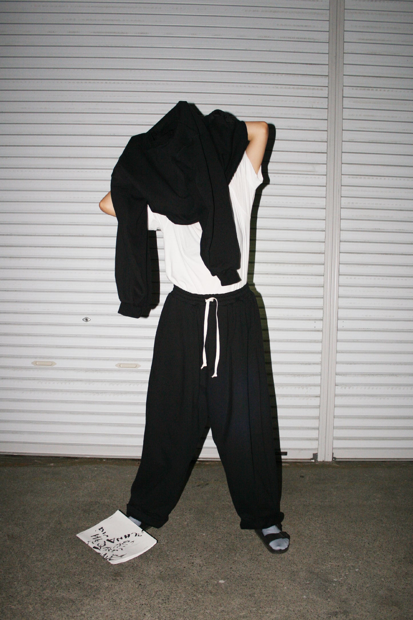 MY BEAUTIFUL LANDLET TUMBLER BRUSHED BACK PANTS - BLACK
