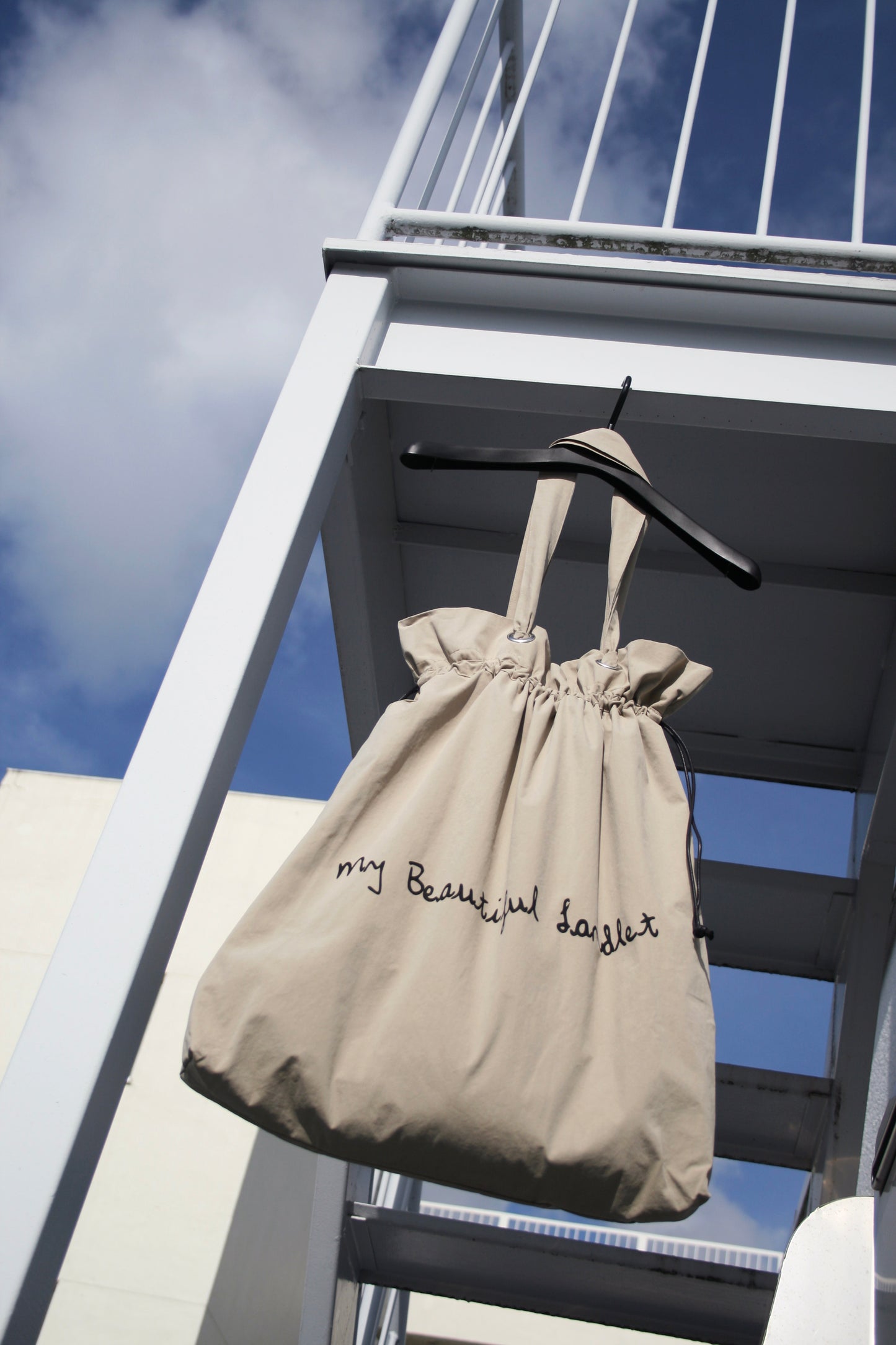 MY BEAUTIFUL LANDLET COTTON NYLON BIO PEACH TOTE BAG - BEIGE