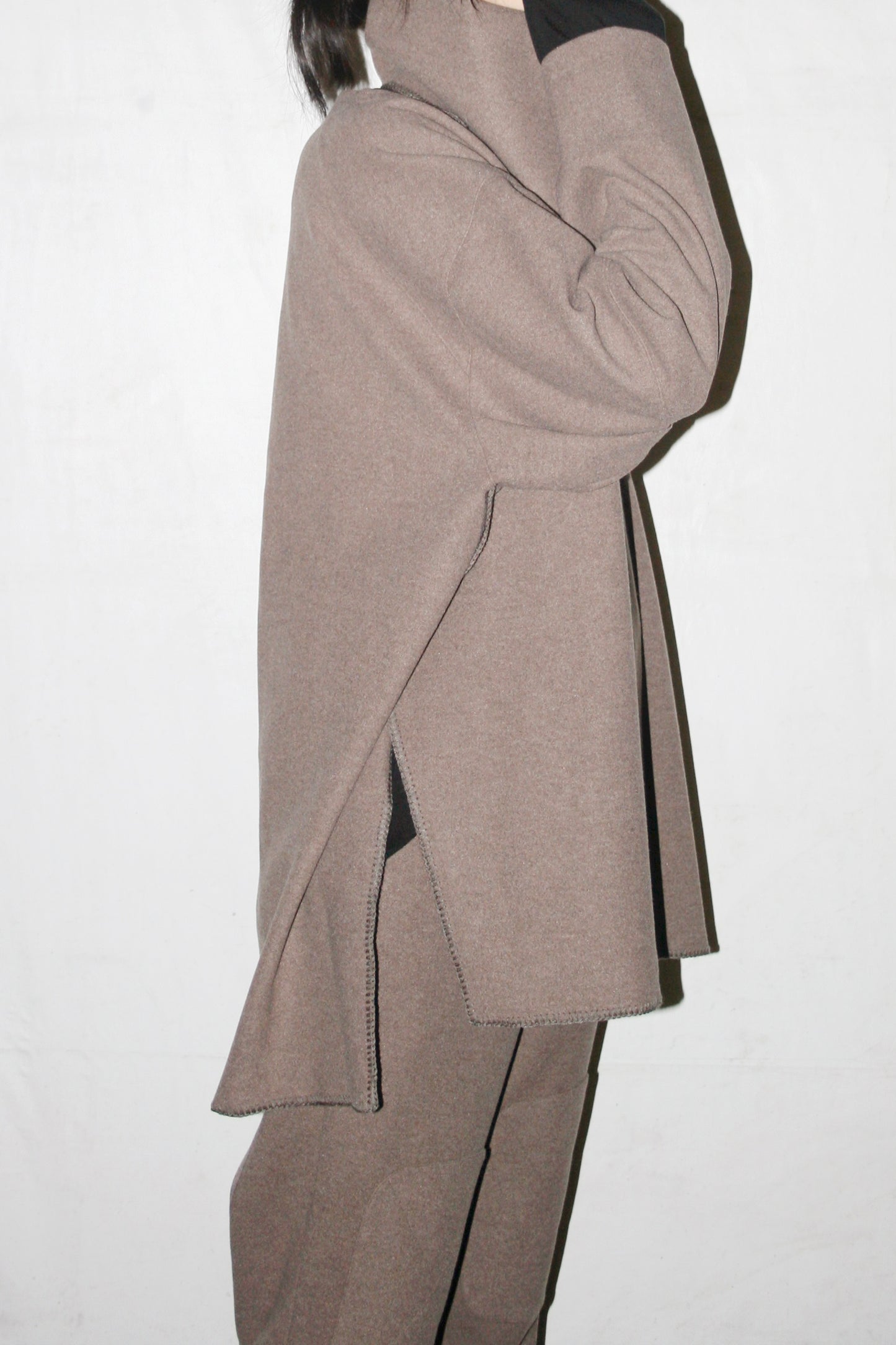 VOAAOV HYBRID RELUX JERJEY PULLOVER - BROWN