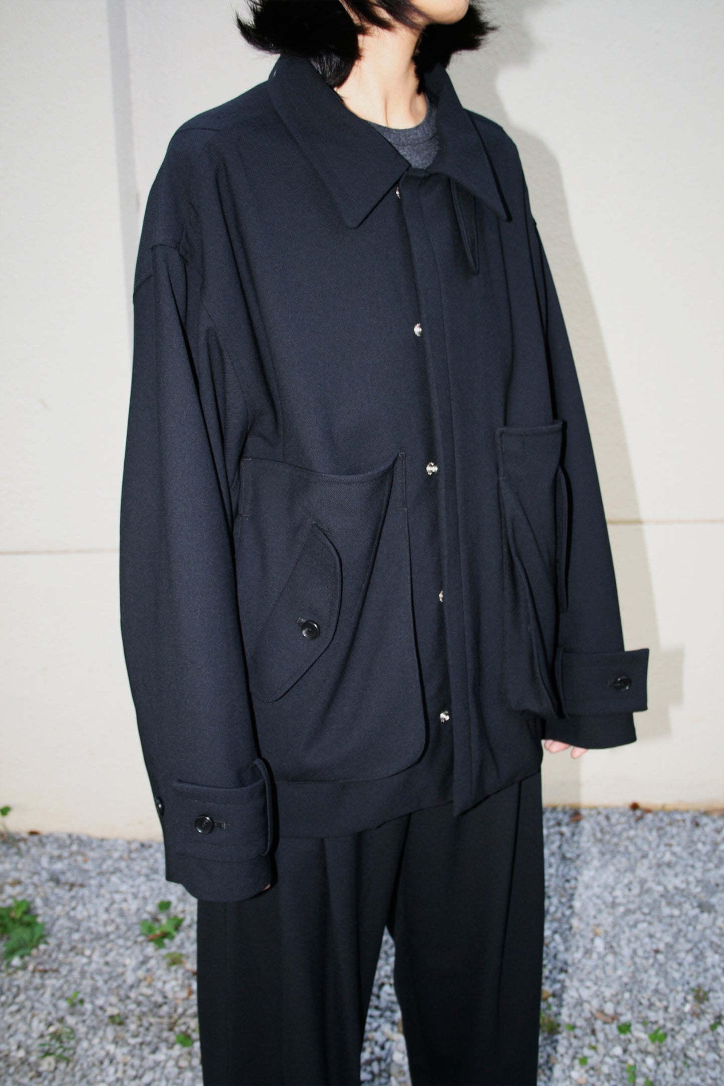VOAAOV VINTAGE WOOL WIDE BLOUSON