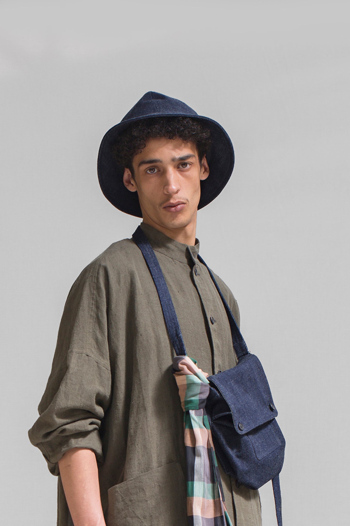 O PROJECT ORGANIC SELVEDGE DENIM FISHER HAT - KINARI / INDIGO / BLACK