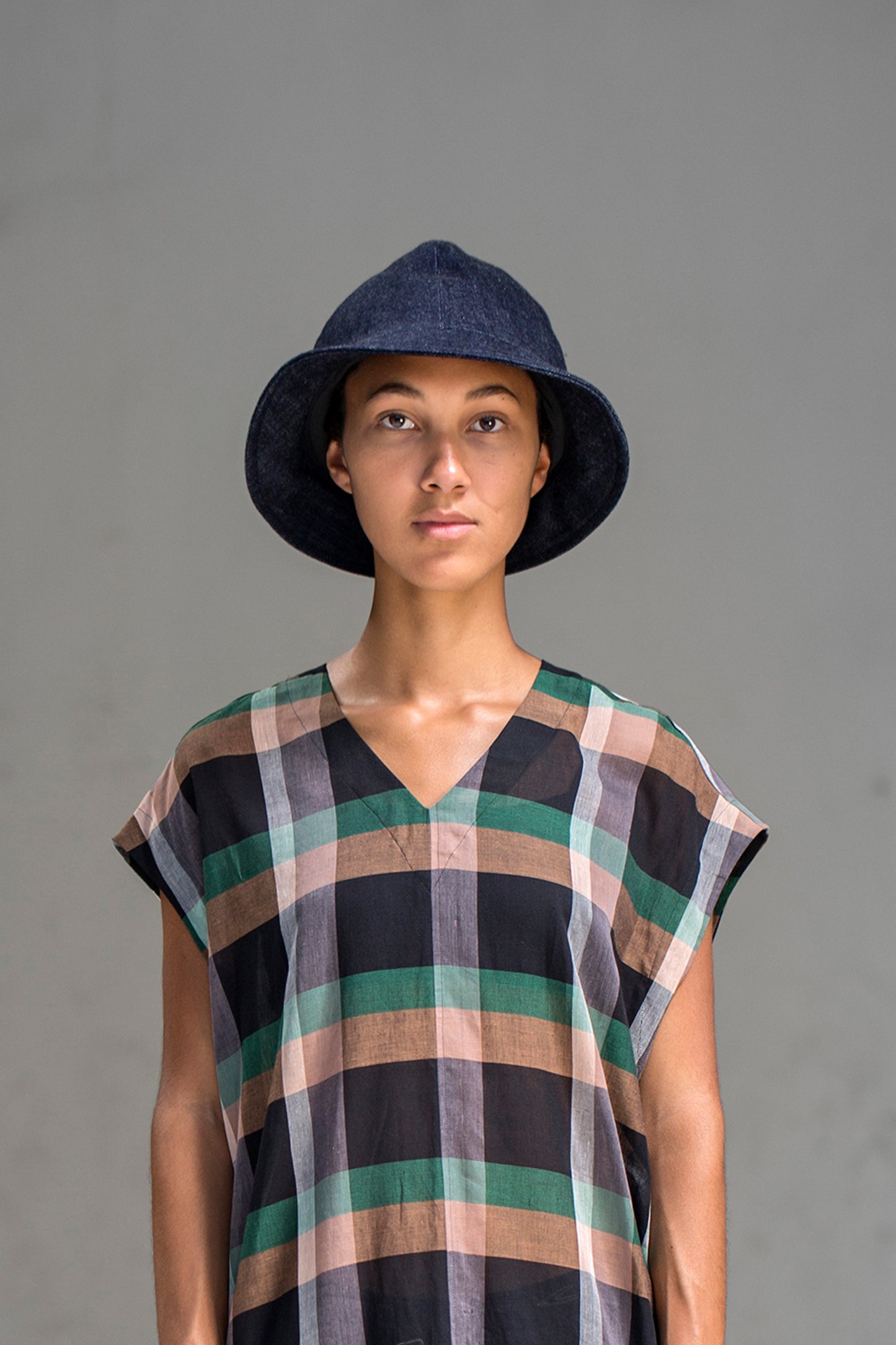 O PROJECT ORGANIC SELVEDGE DENIM FISHER HAT - KINARI / INDIGO / BLACK