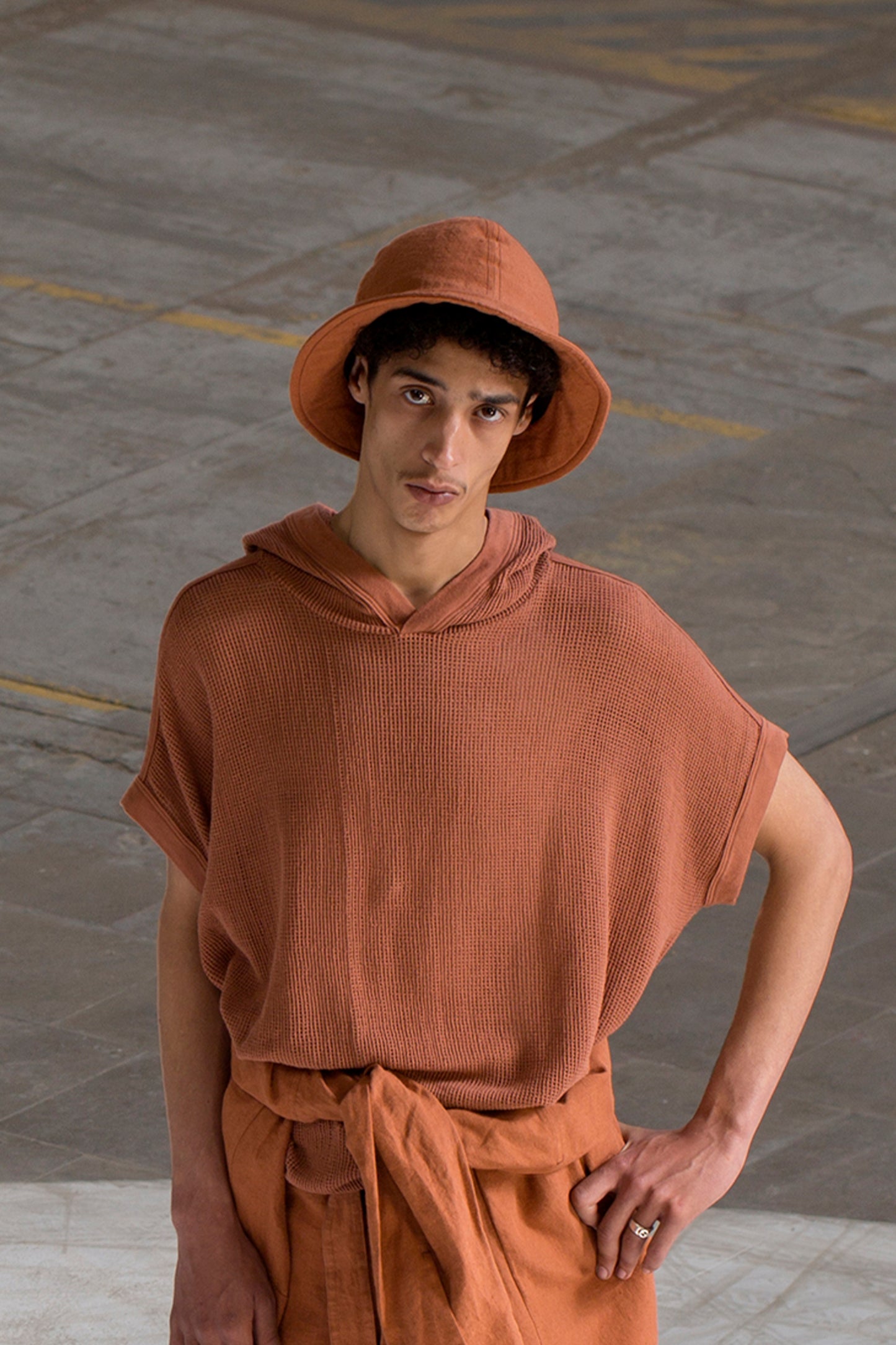O PROJECT HEMP MELE CLOTH FISHER HAT - NATURAL / RED BRICK