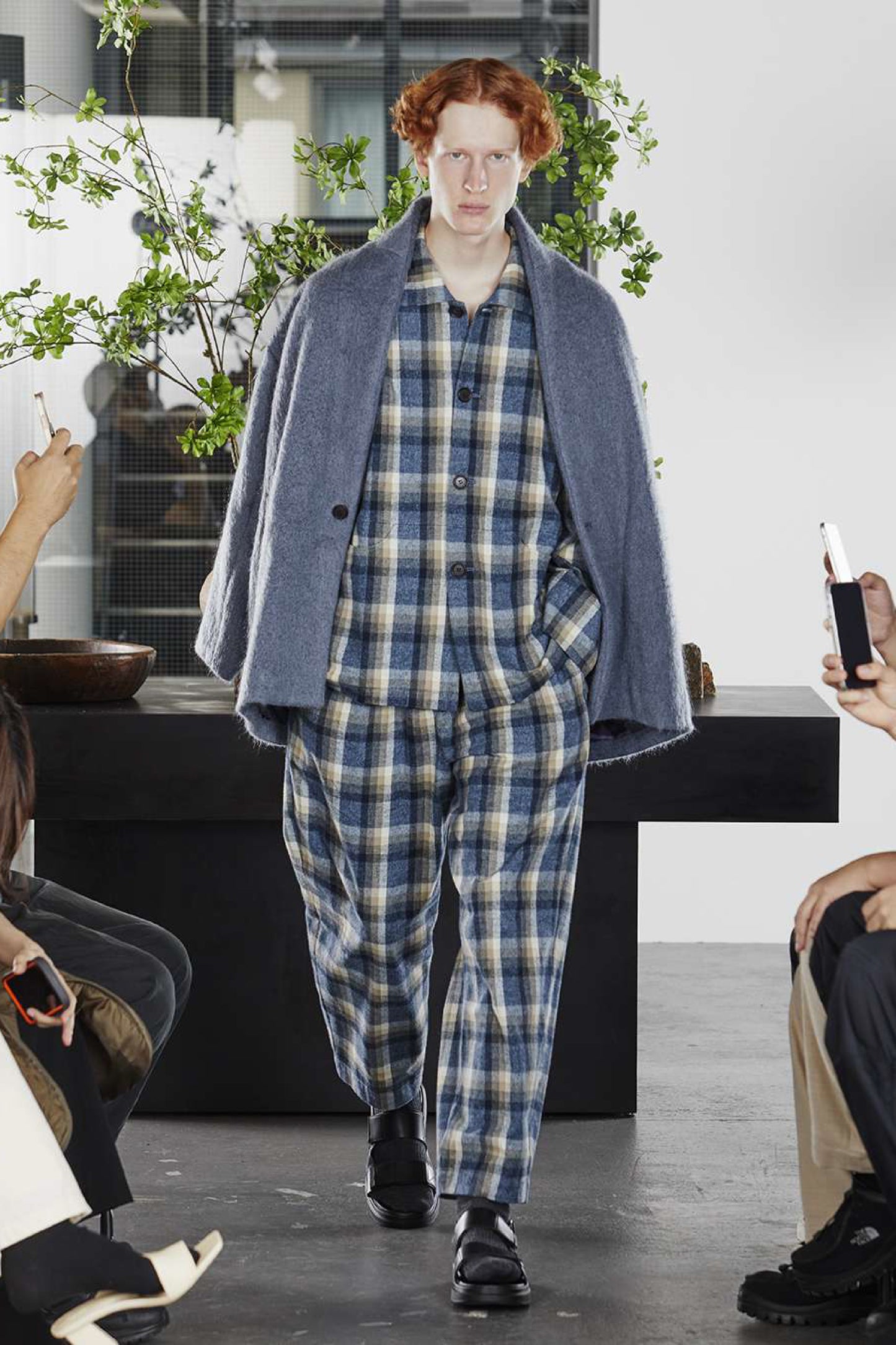 BASISBROEK ESSEN JACKET - BEIGE CHECK / BLUE CHECK