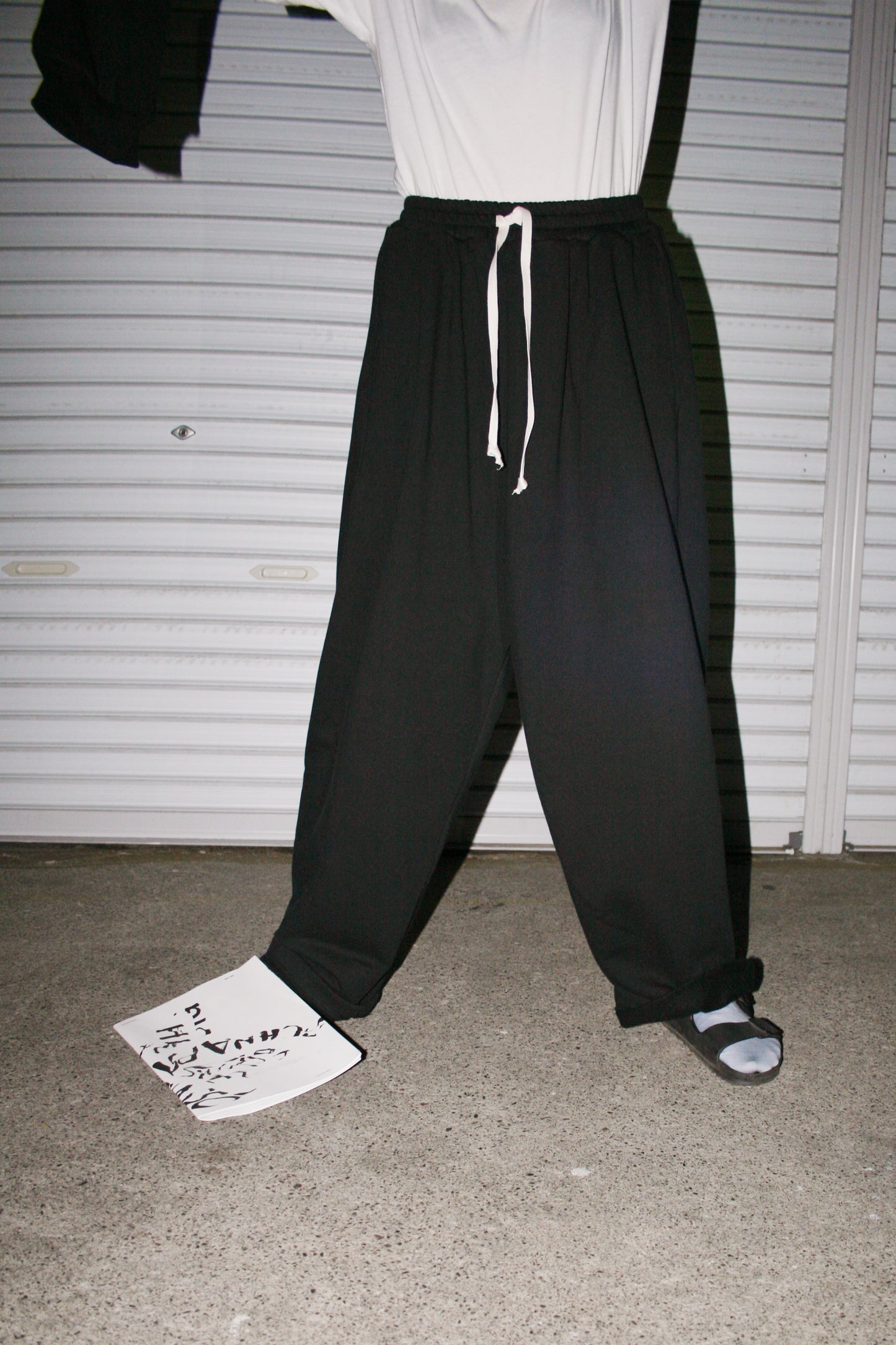 MY BEAUTIFUL LANDLET TUMBLER BRUSHED BACK PANTS - BLACK