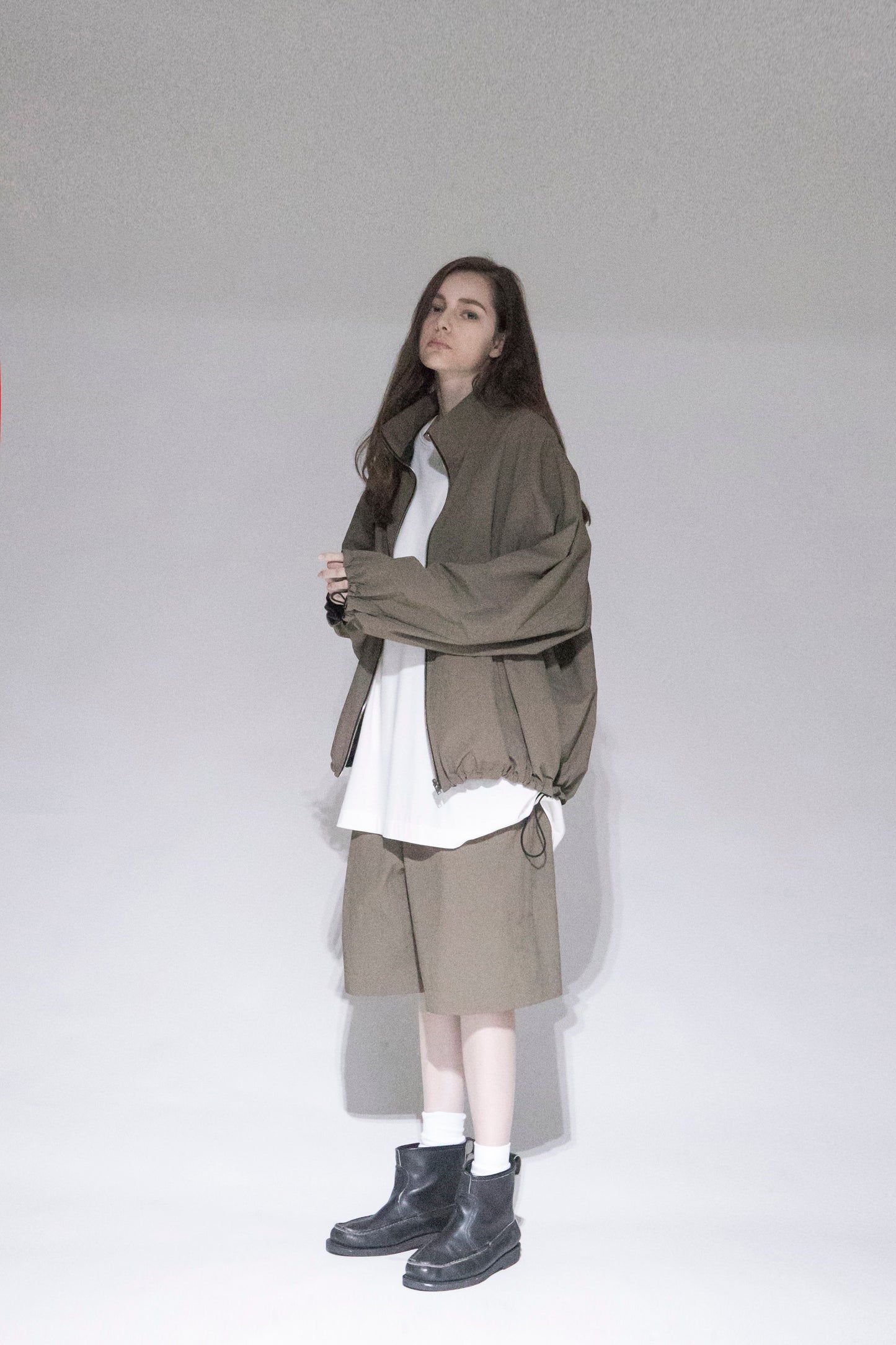VOAAOV NYLON RIPSTOP TAFFETA REVERSIBLE ZIP BLOUSON