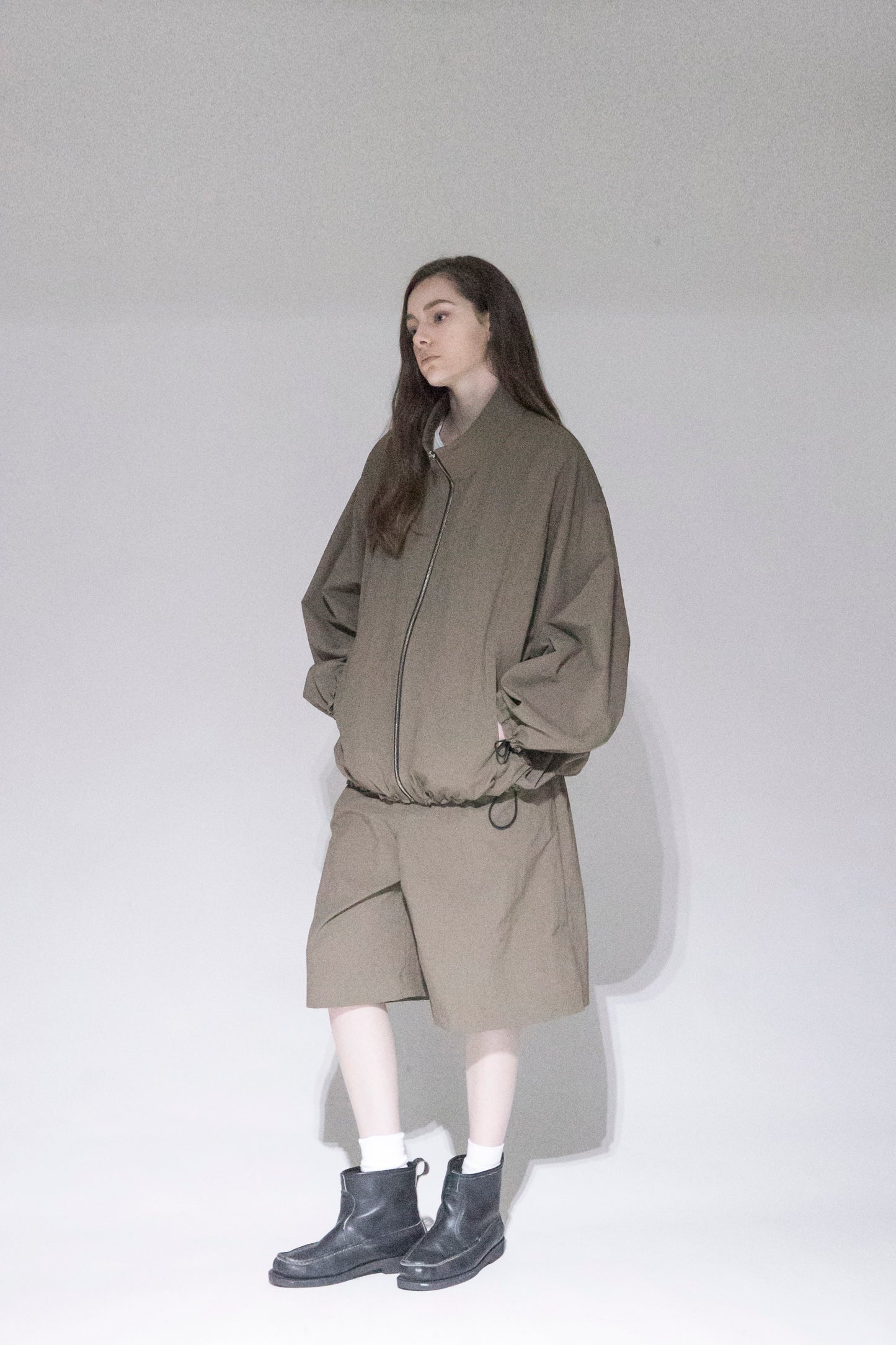 VOAAOV NYLON RIPSTOP TAFFETA REVERSIBLE ZIP BLOUSON