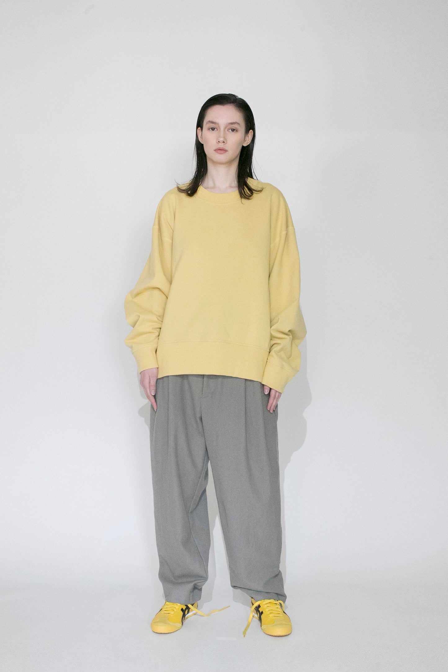 VOAAOV PILE KNITTING SWEAT SHIRT - YELLOW