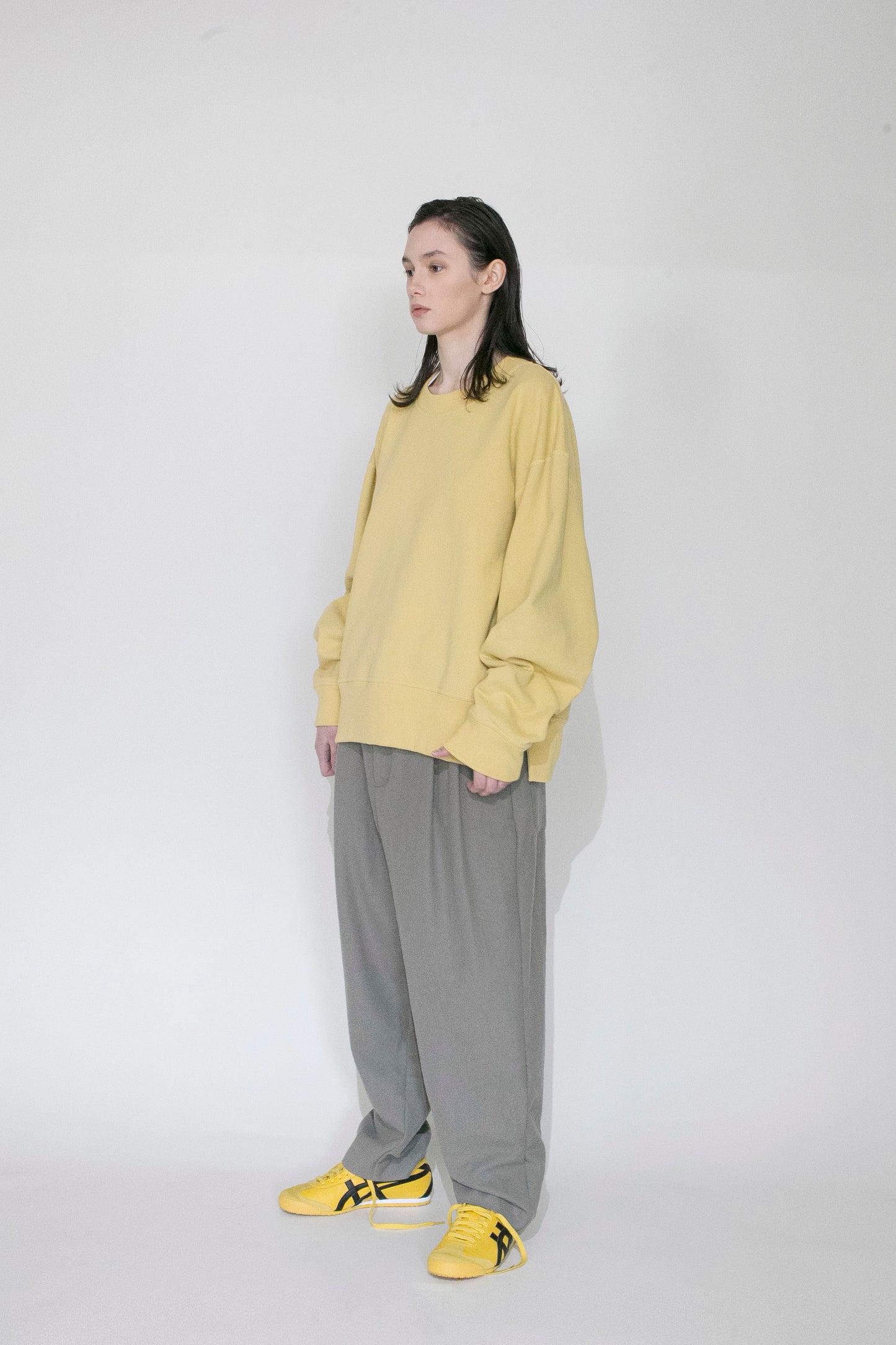 VOAAOV PILE KNITTING SWEAT SHIRT - YELLOW