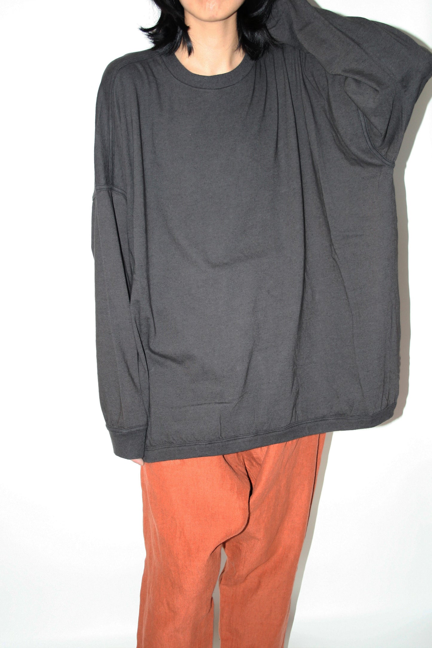 O PROJECT HEMP COTTON JERSEY LS TEE - BLACK