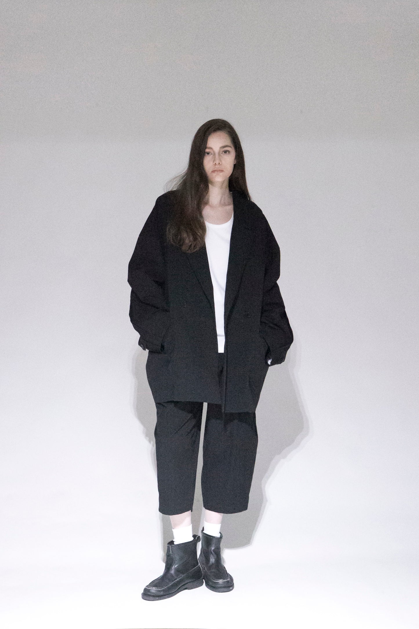 VOAAOV COTTON DYED WASHER HALF PANTS - BLACK