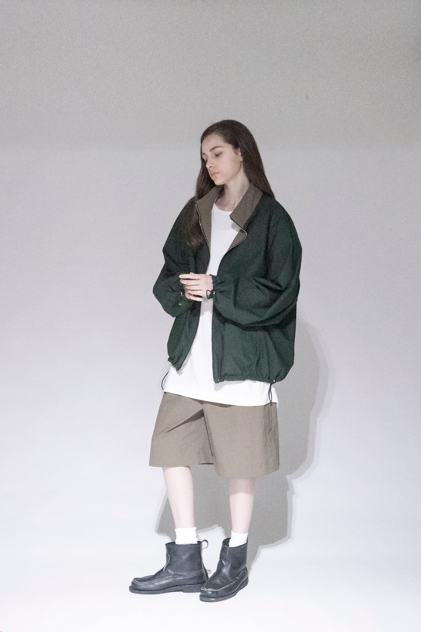 VOAAOV NYLON RIPSTOP TAFFETA REVERSIBLE ZIP BLOUSON