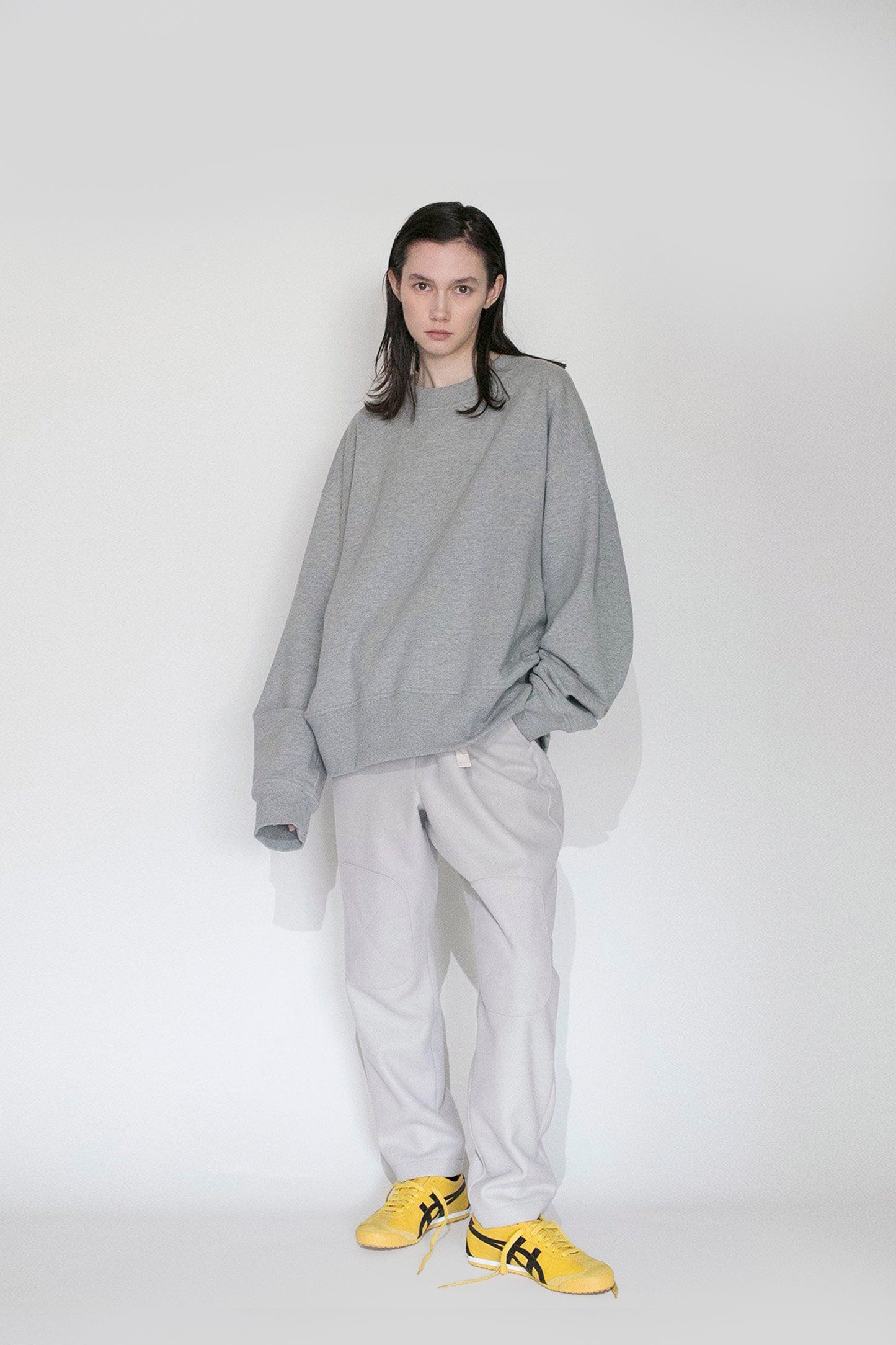 VOAAOV PILE KNITTING SWEAT SHIRT - GREY