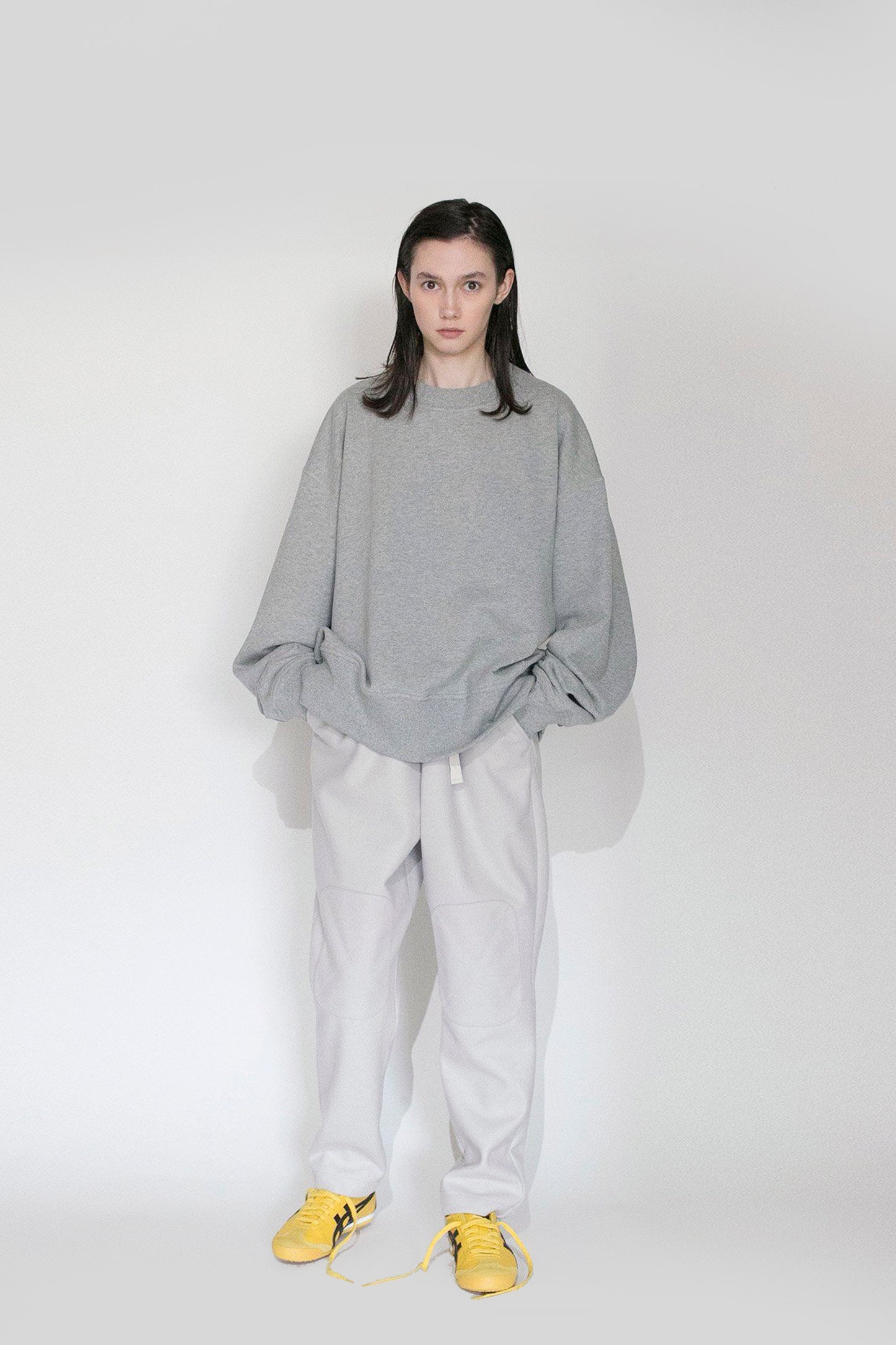 VOAAOV PILE KNITTING SWEAT SHIRT - GREY