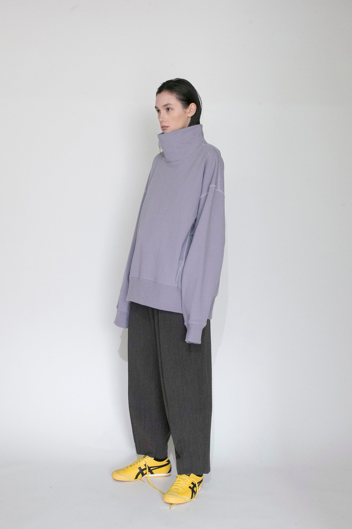 VOAAOV PILE KNITTING SWEAT SHIRT - PURPLE