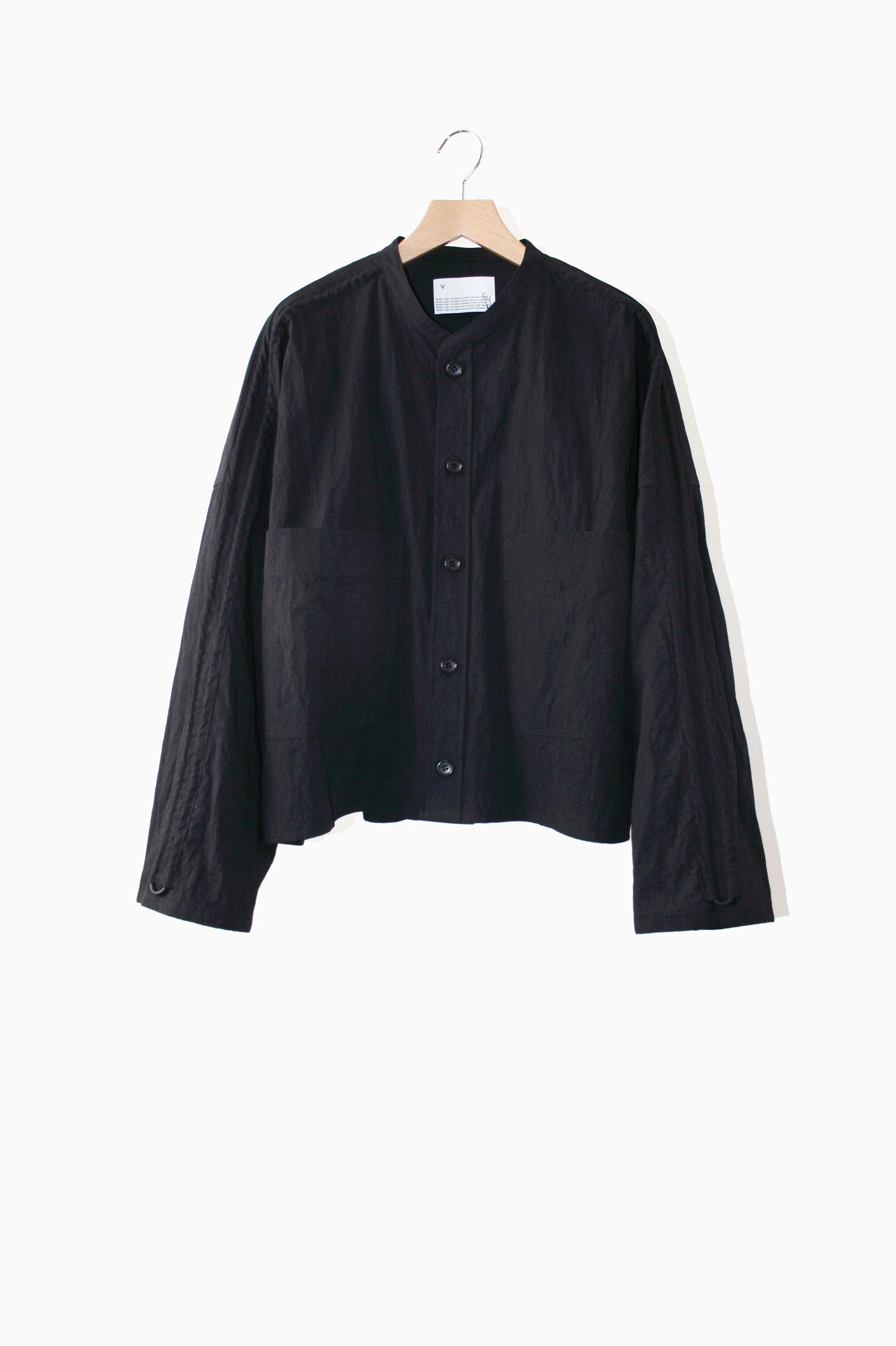 VOAAOV COTTON x NYLON RUDEBACK HALF SHIRT - BLACK