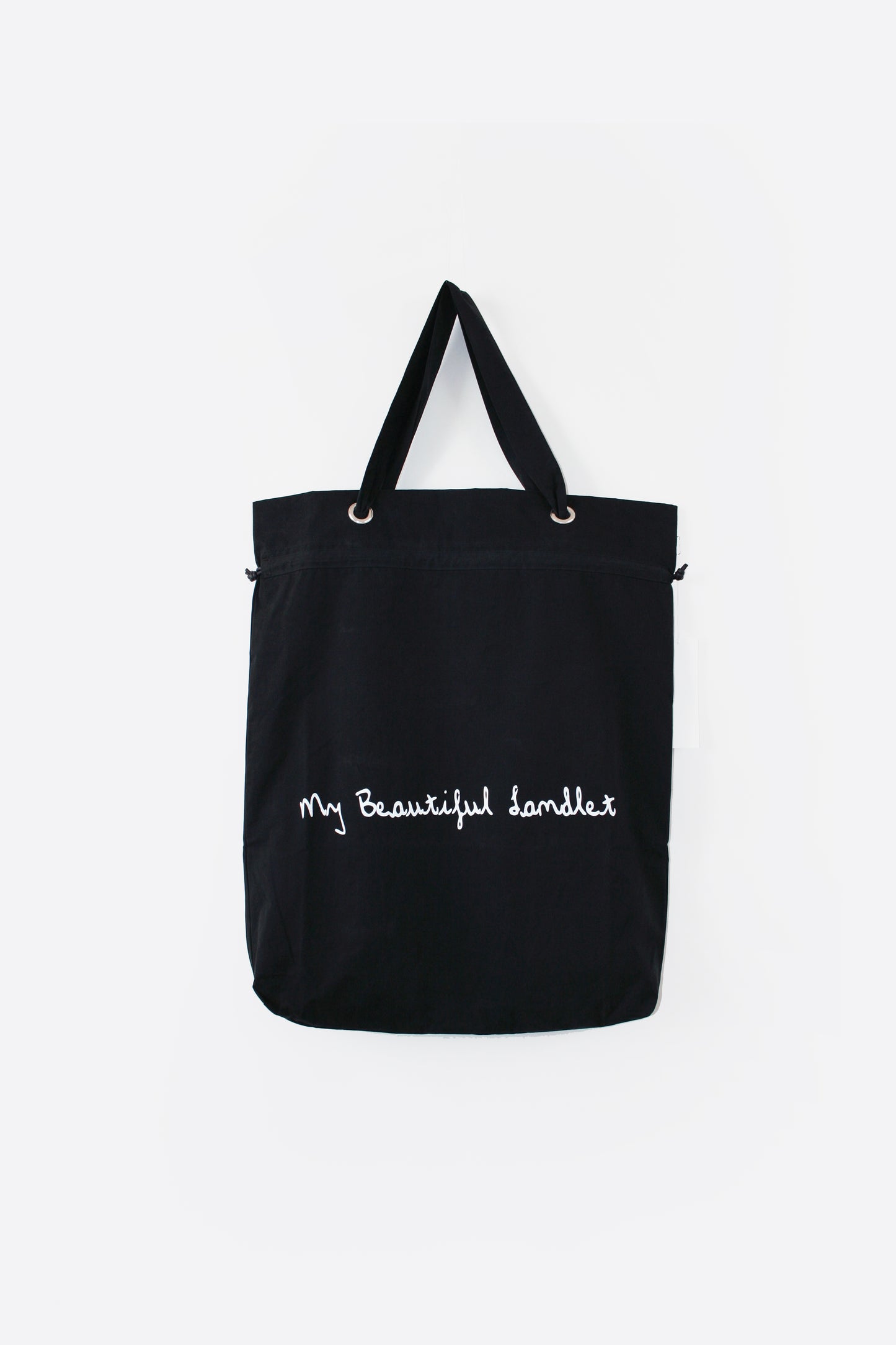 MY BEAUTIFUL LANDLET COTTON NYLON BIO PEACH TOTE BAG - BLACK