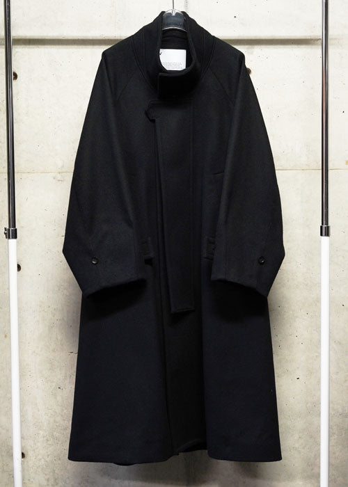 VOAAOV S100 WOOL BEAVER LONG COAT - BLACK
