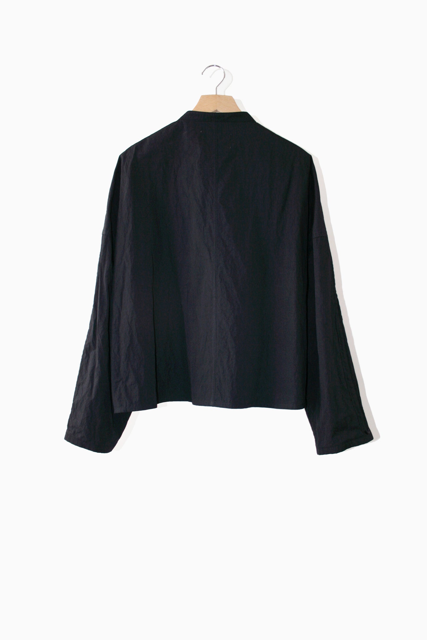 VOAAOV COTTON x NYLON RUDEBACK HALF SHIRT - BLACK
