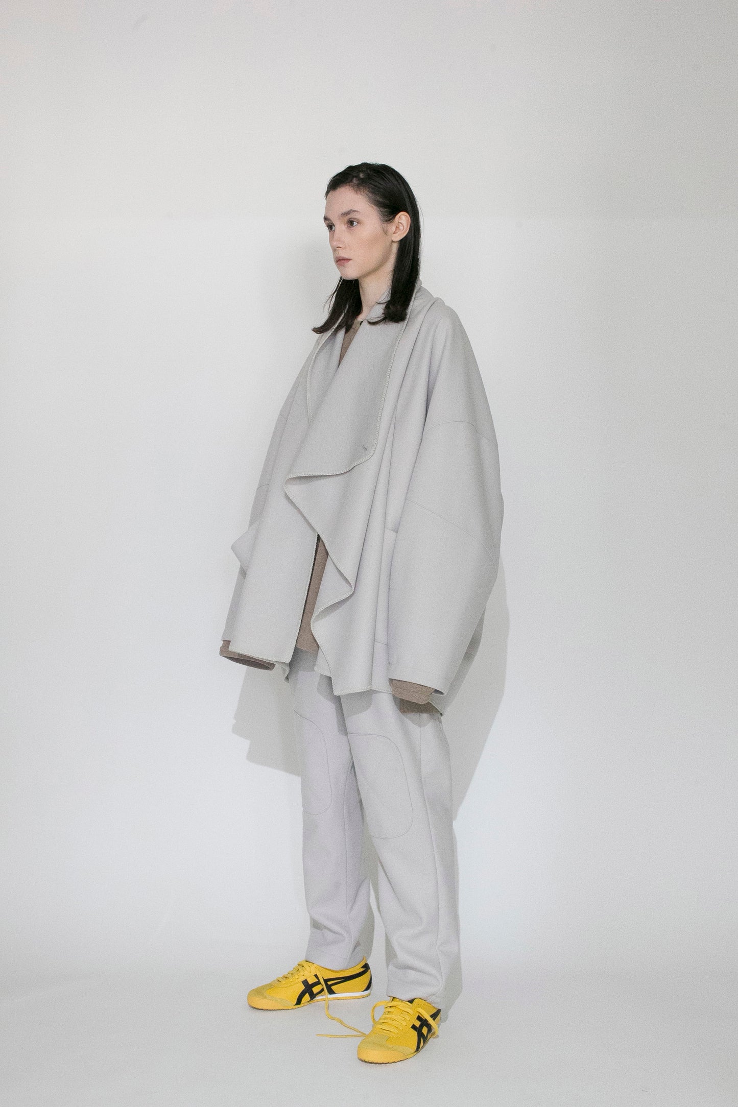 VOAAOV HYBRID RELUX JERJEY CARDIGAN - LIGHT GRAY