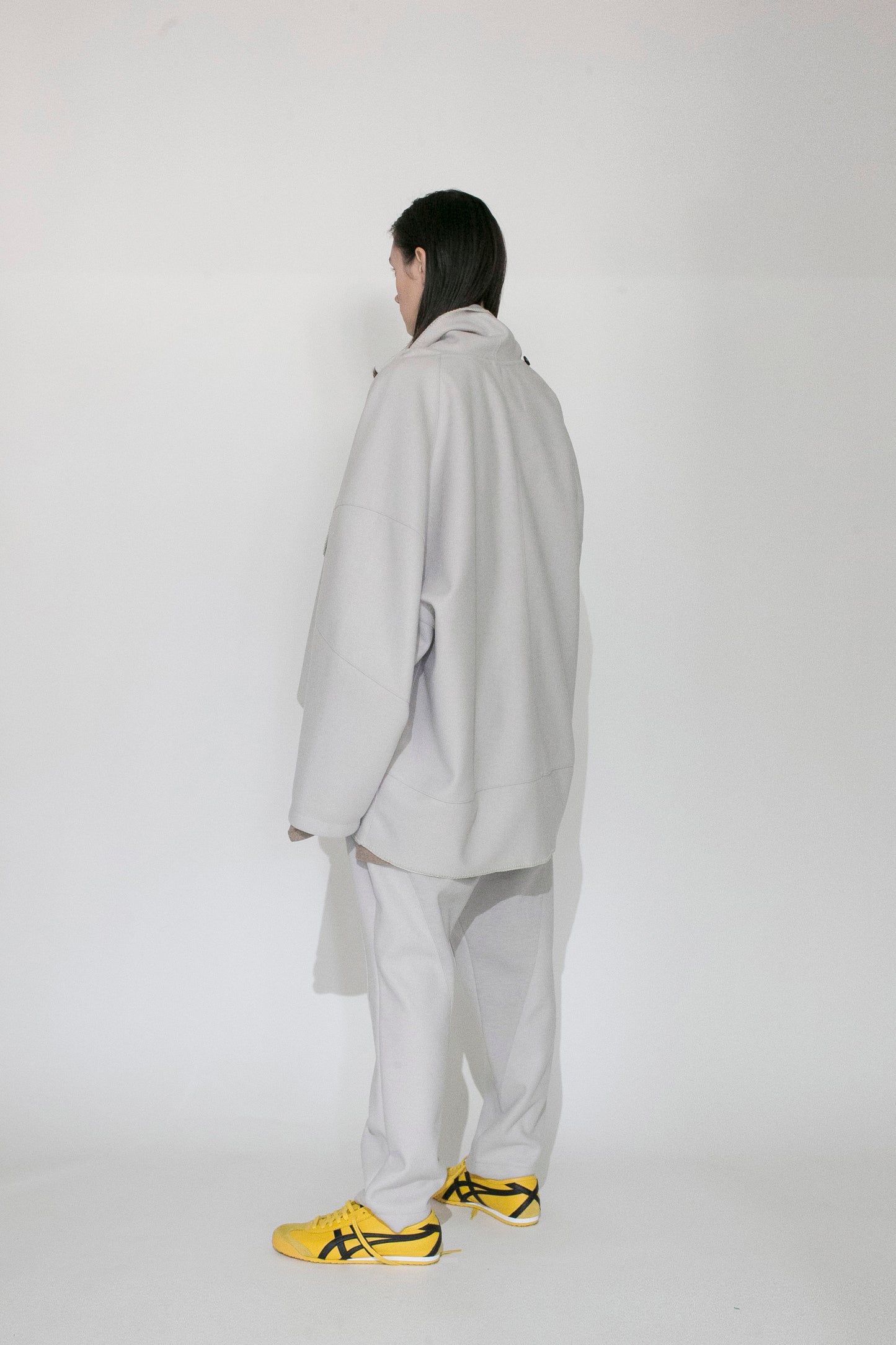 VOAAOV HYBRID RELUX JERJEY CARDIGAN - LIGHT GRAY