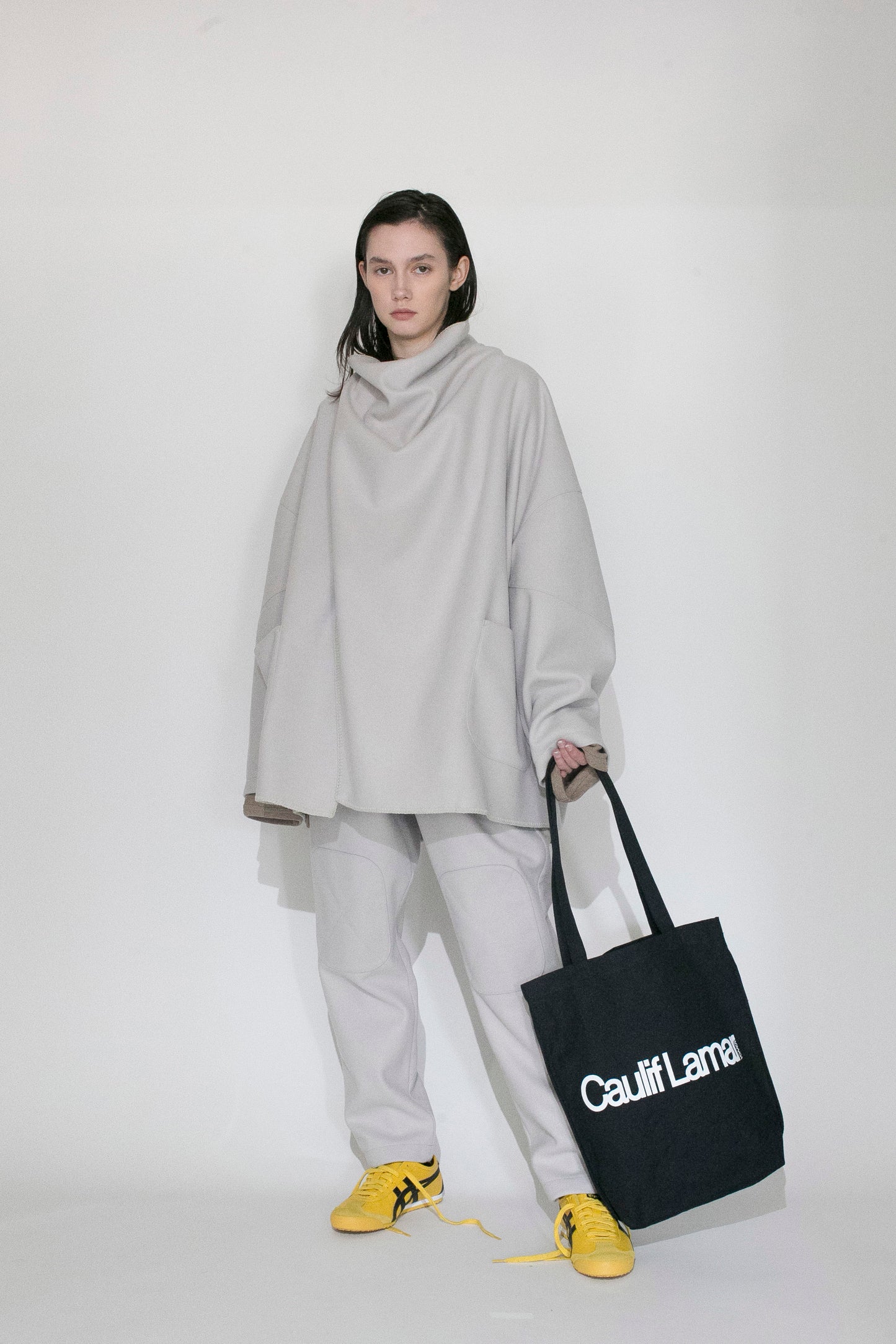 VOAAOV HYBRID RELUX JERJEY CARDIGAN - LIGHT GRAY