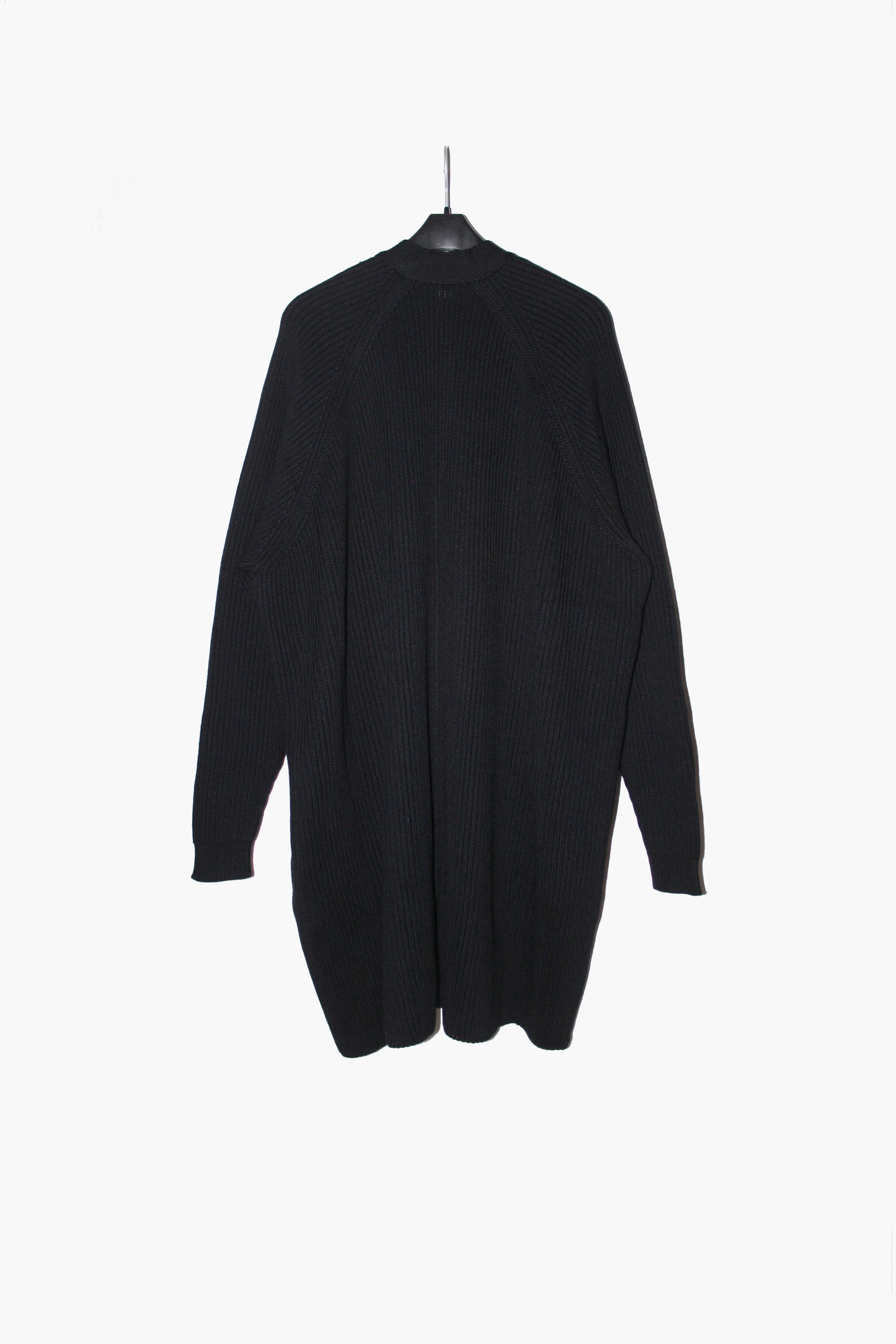 O PROJECT FINE MERINO WOOL KNITTED CARDIGAN COAT - BLACK