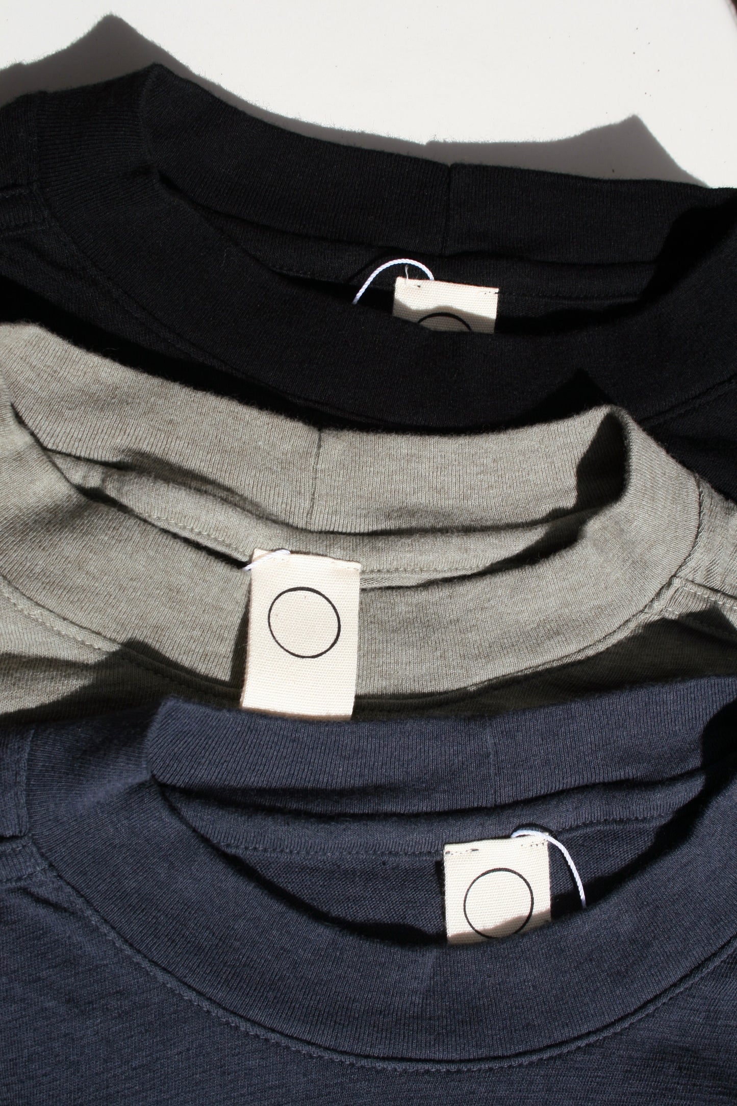 O PROJECT COTTON WOOL JERSEY LONG SLEEVE TEE - STEEL / TAUPE / BLACK