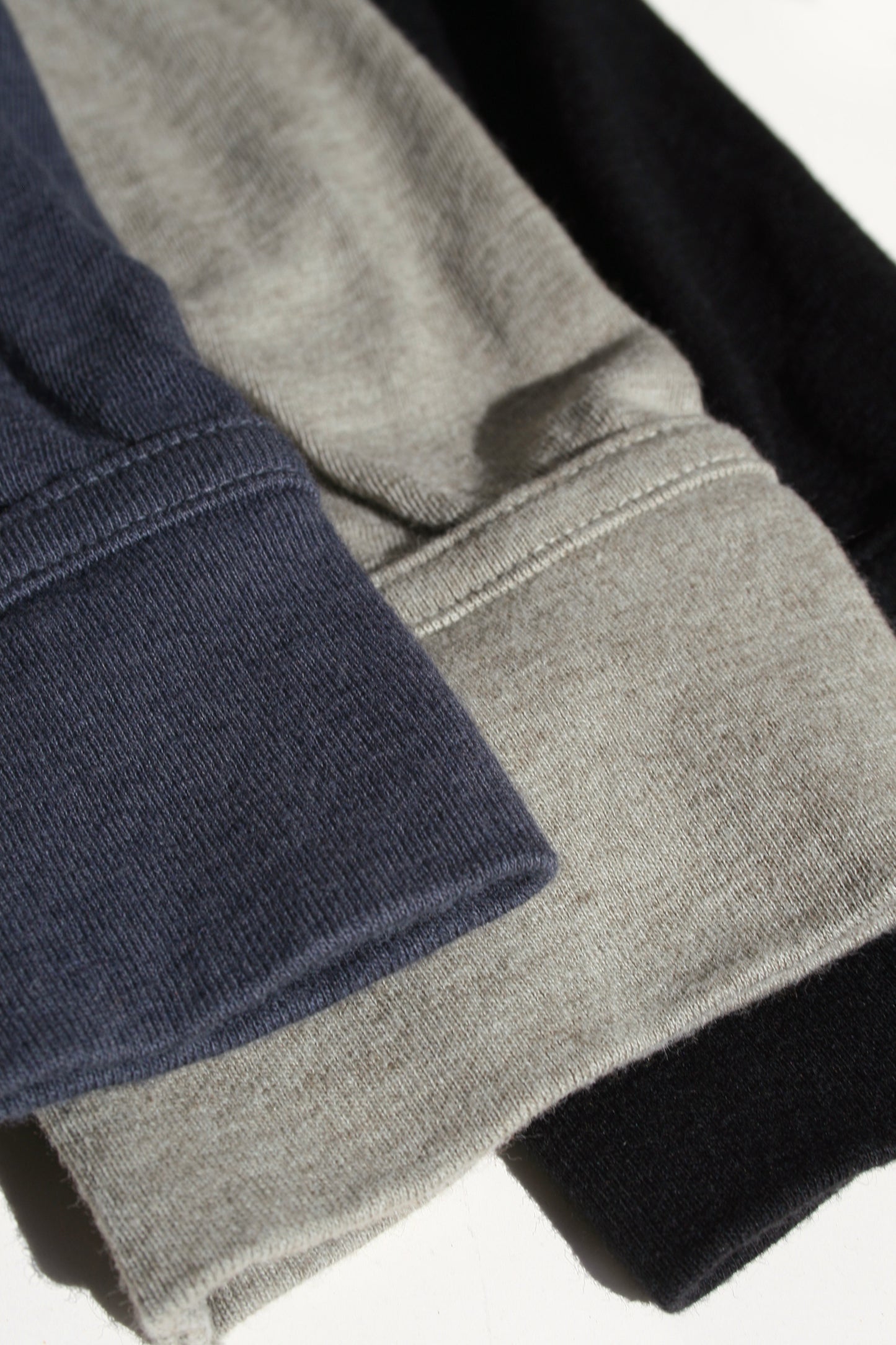 O PROJECT COTTON WOOL JERSEY LONG SLEEVE TEE - STEEL / TAUPE / BLACK
