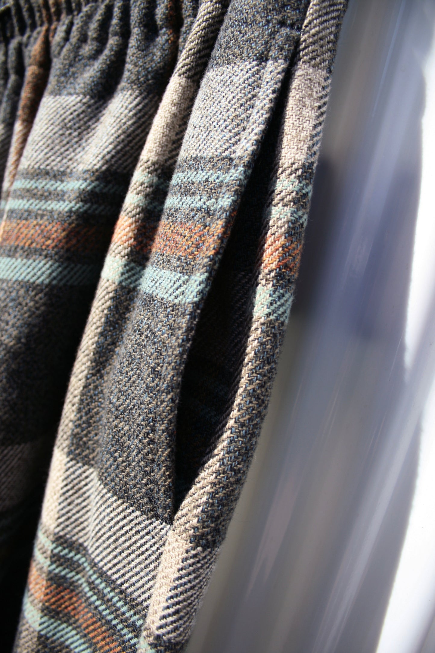 MY BEAUTIFUL LANDLET HEATHER MIX CHECKED COTTON WIDE EASY PANTS