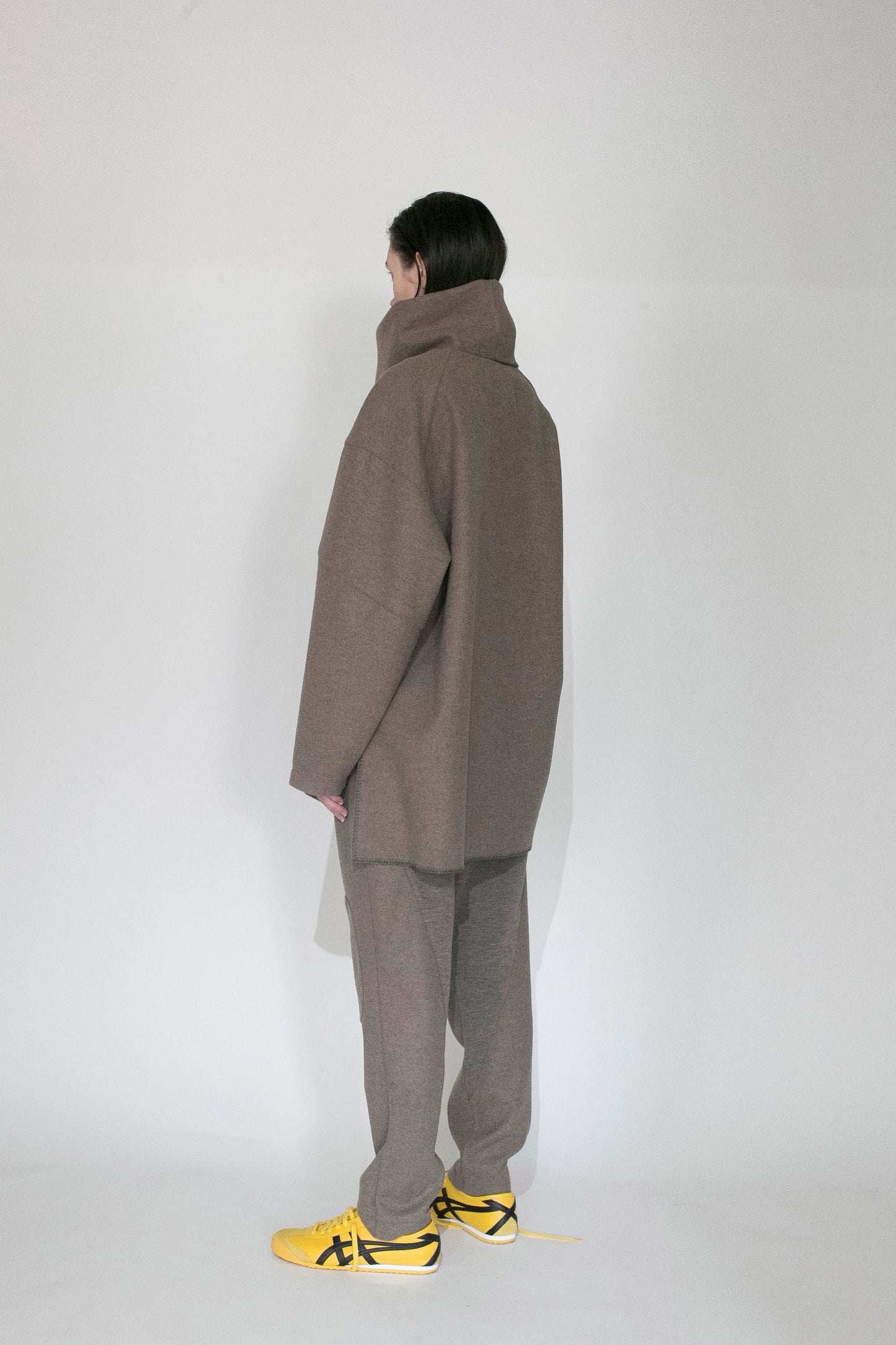 VOAAOV HYBRID RELUX JERJEY PULLOVER - BROWN