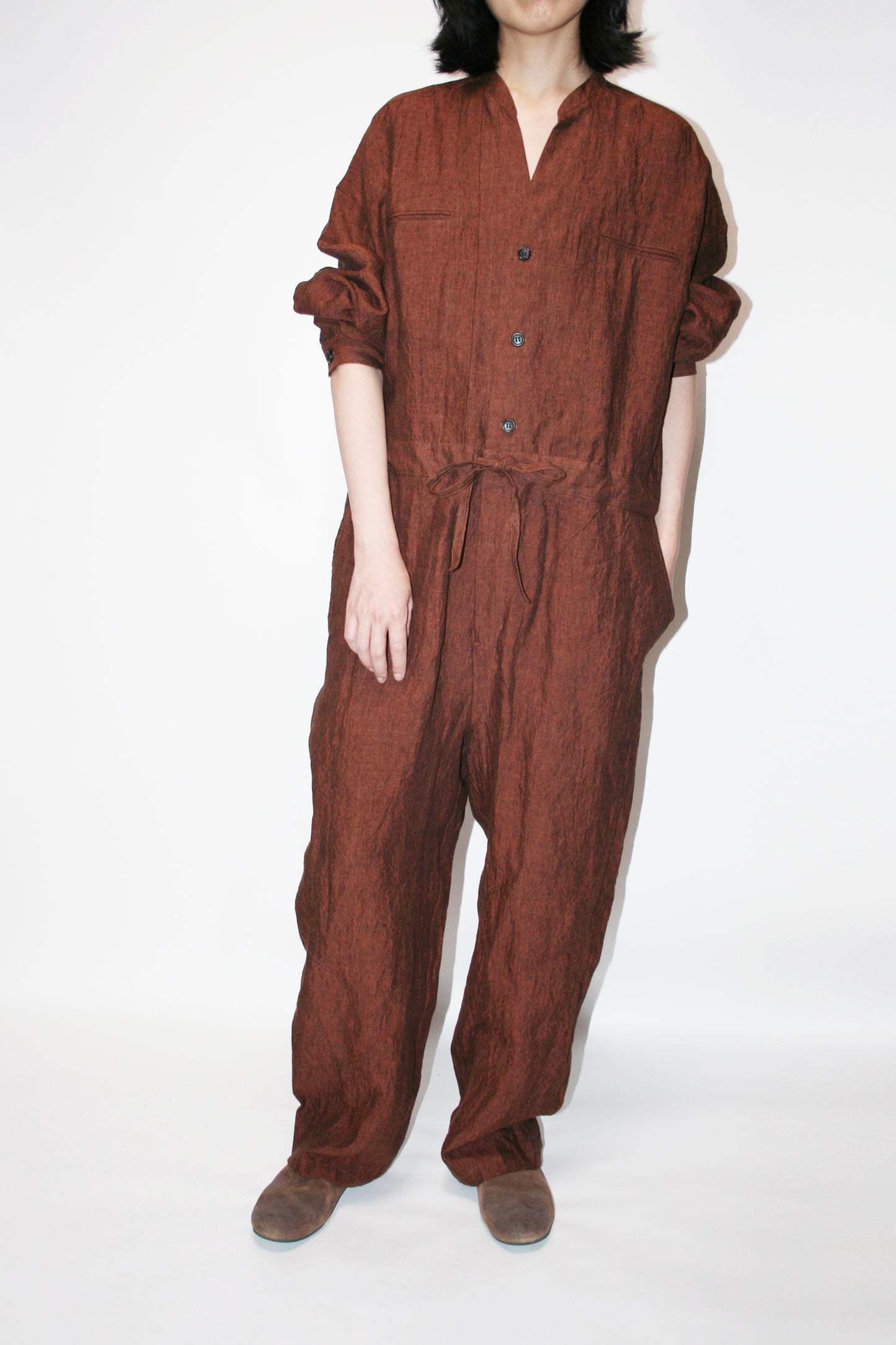 BASISBROEK  LEIDEN JUMPSUIT - CHOCO