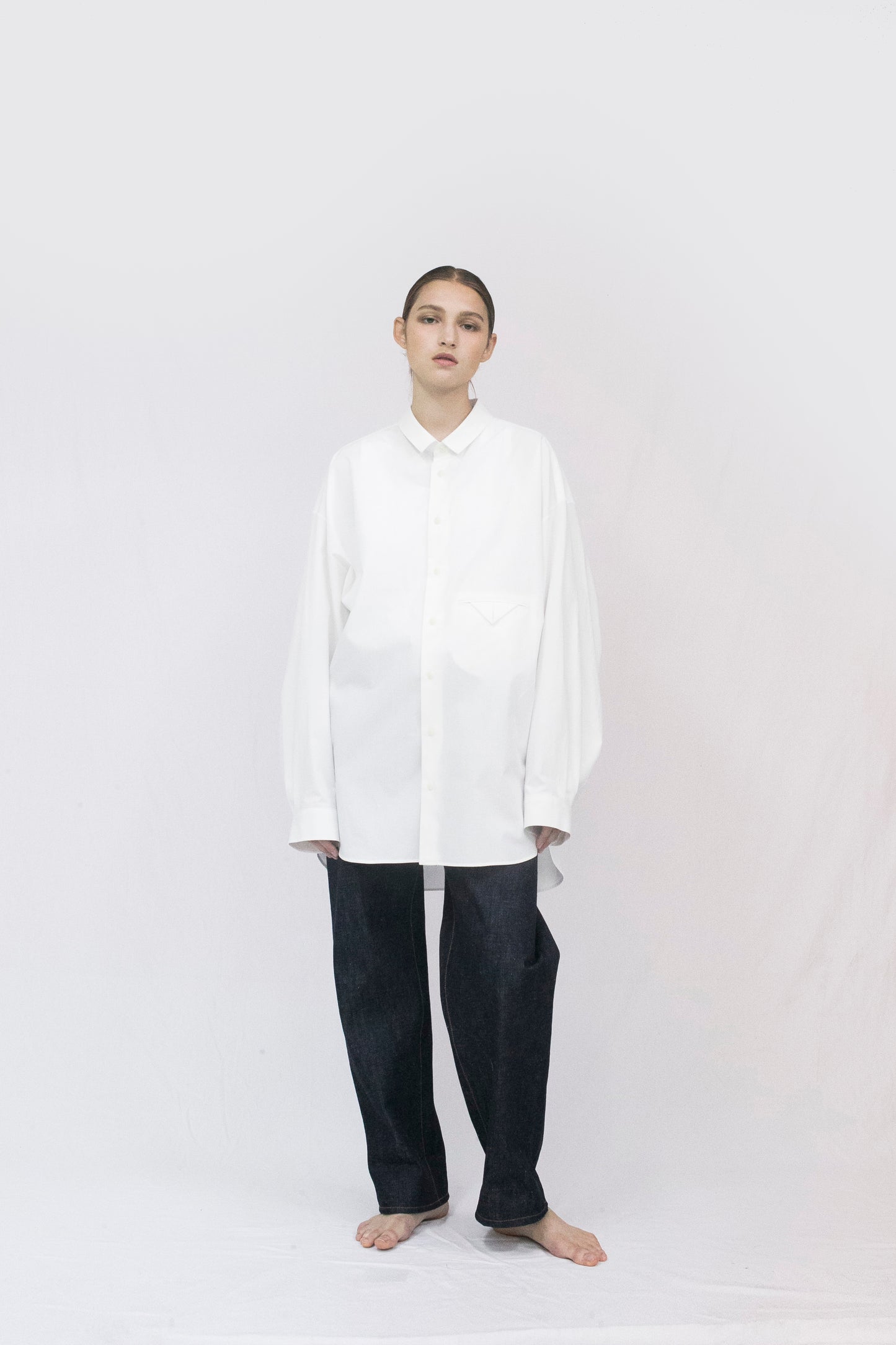 VOAAOV ORGANIC COTTON BROAD SHIRT - WHITE