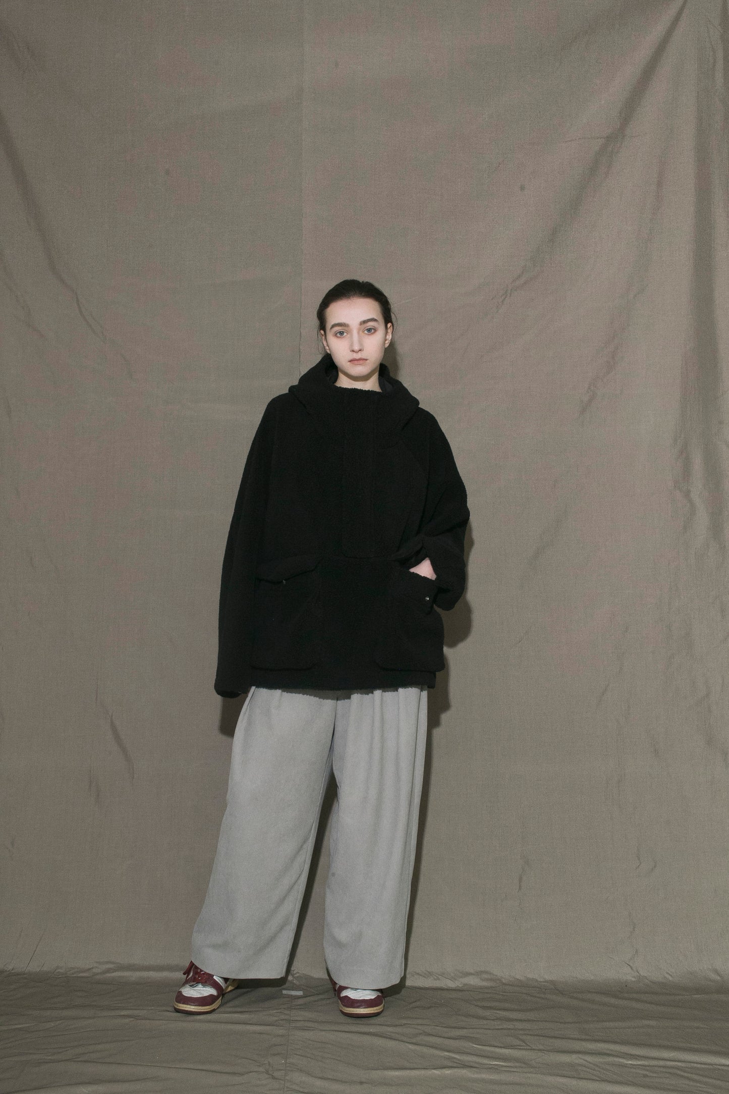 MY BEAUTIFUL LANDLET VINTAGE SHEEP BOA ANORAK - BLACK