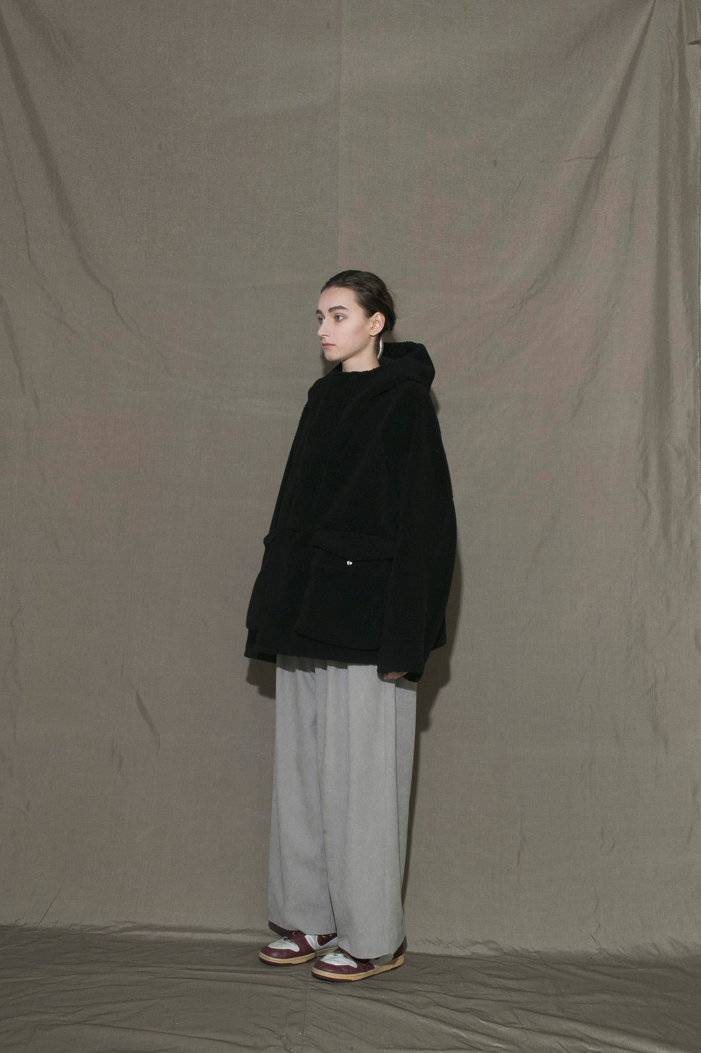MY BEAUTIFUL LANDLET VINTAGE SHEEP BOA ANORAK - BLACK