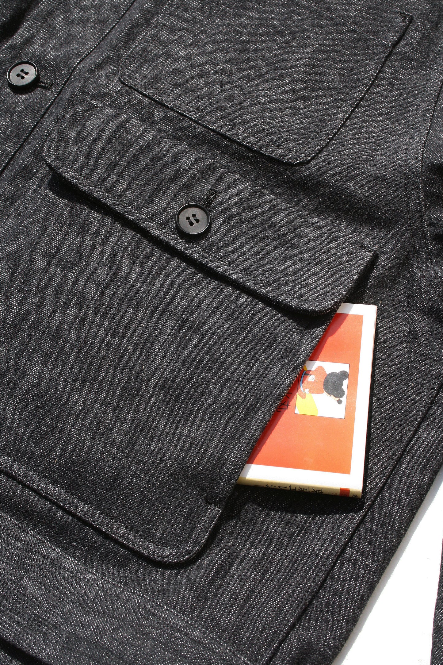 O PROJECT ORGANIC SELVEDGE DENIM JACKET - BLACK