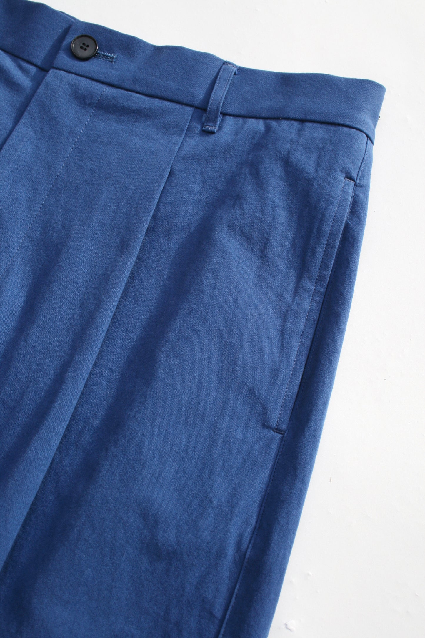 VOAAOV COTTON DYED WASHER HALF PANTS - BLUE