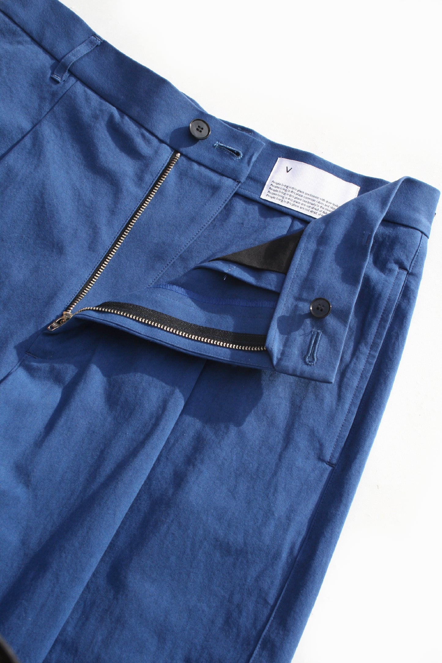 VOAAOV COTTON DYED WASHER HALF PANTS - BLUE