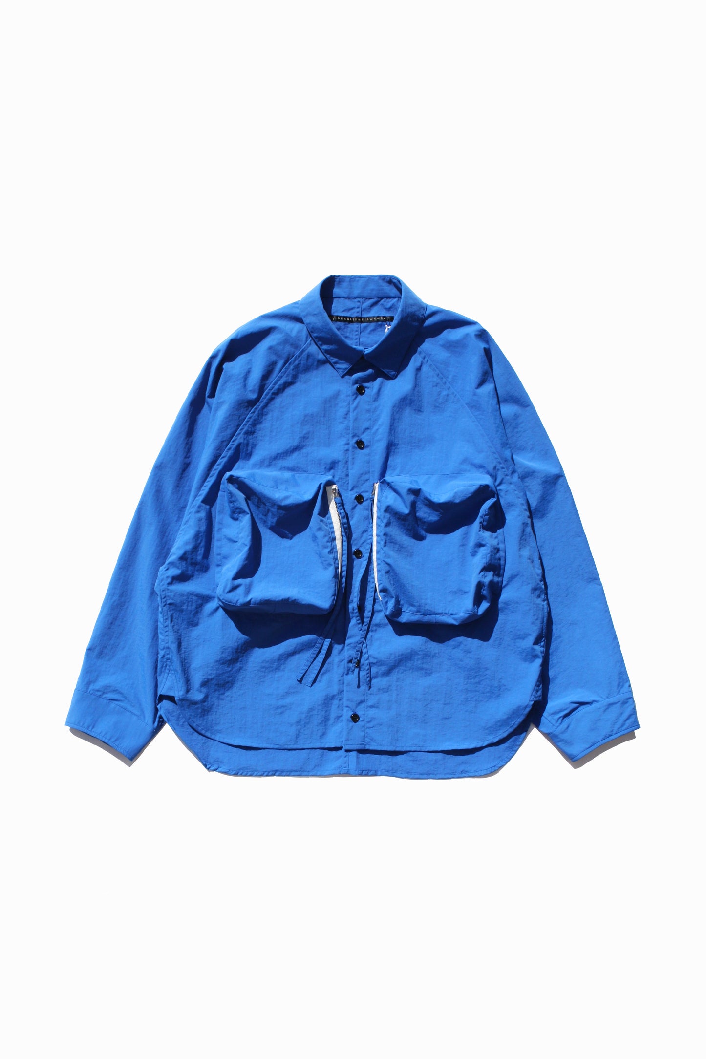 MY BEAUTIFUL LANDLET NYLON DYED TAFFETA BIG POCKET SHIRT - BLUE